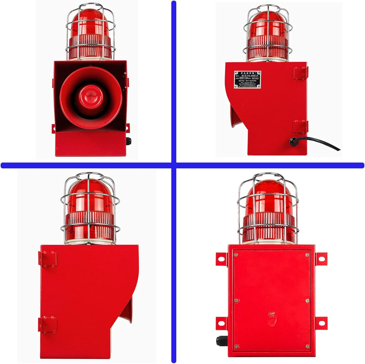 Alarm Siren IP66 Waterproof Outdoor 130Db Horn 45W Security Sirens for Ports, Do
