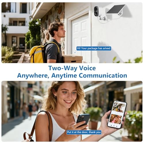 2K Security Camera Wireless Outdoor,Solar Powered WiFi Cameras White – 2 Pack