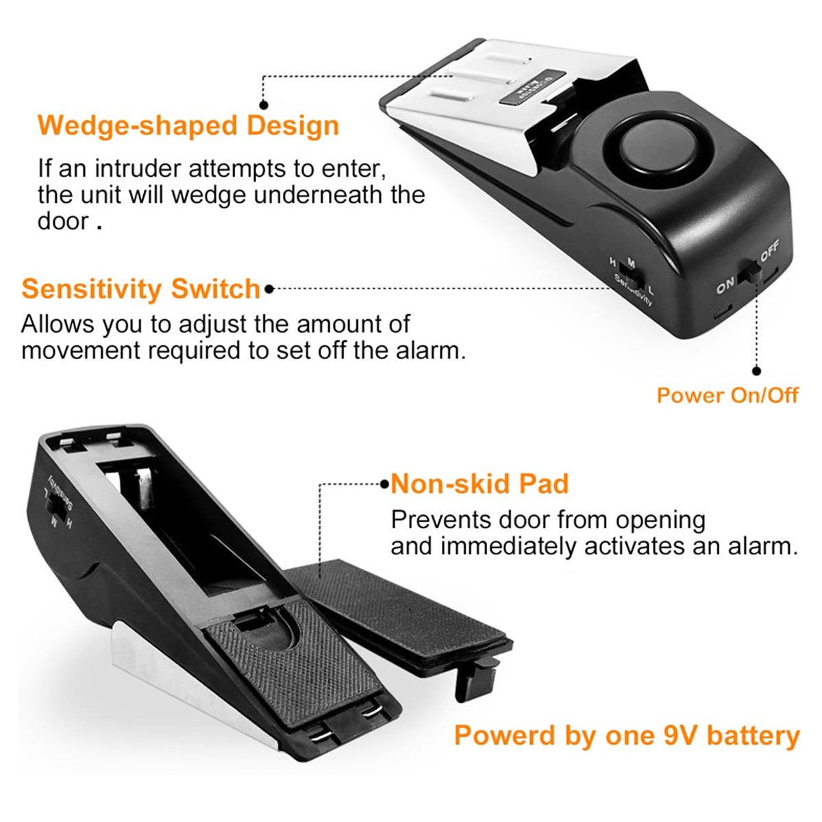 Door Stopper W/ 120DB Security Alarm Safety Door Stop Alarm for Travel Home Trip