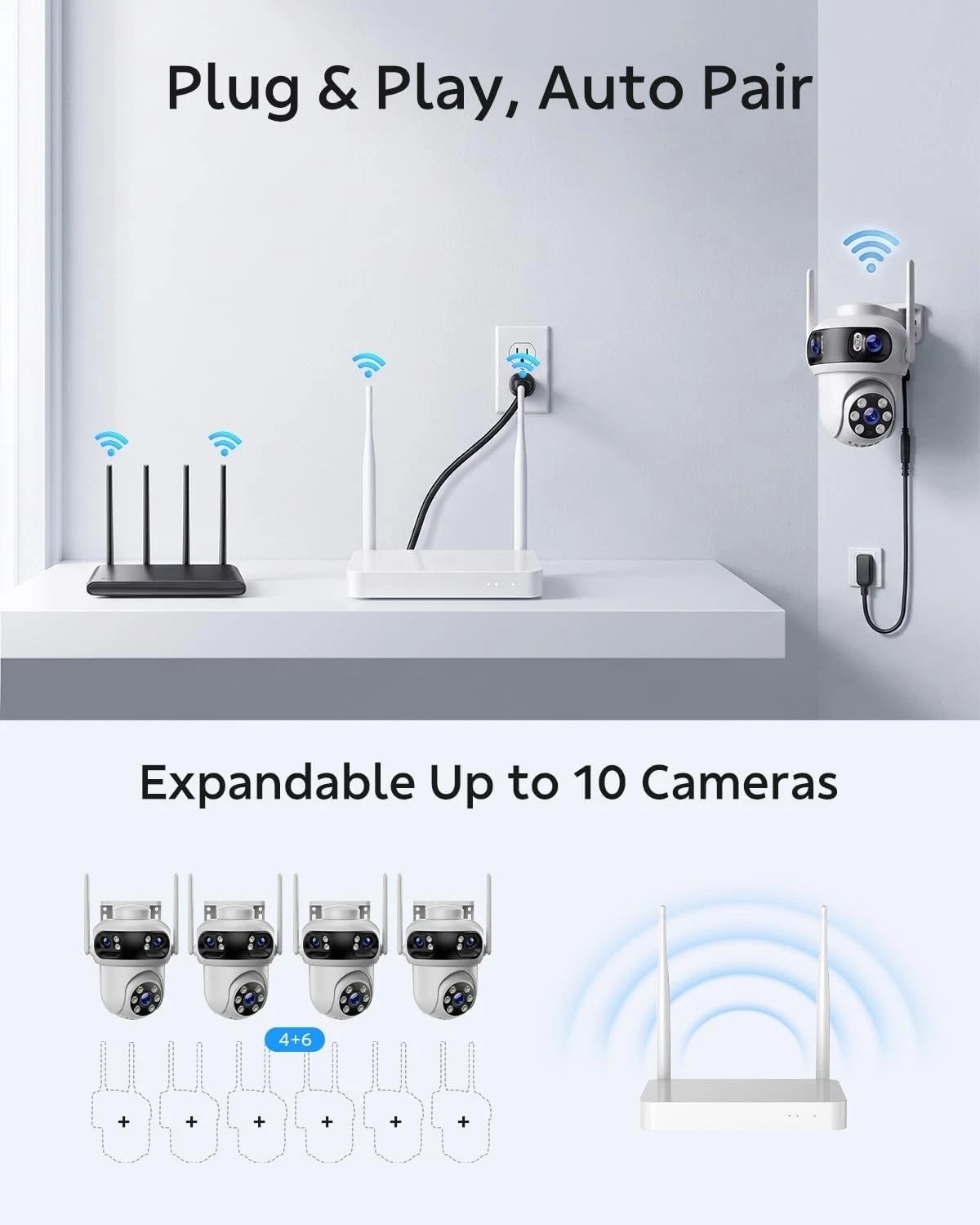 Triple Lens Security Camera Outdoor 4-Cam System 3K WiFi IP PTZ Auto Tracking