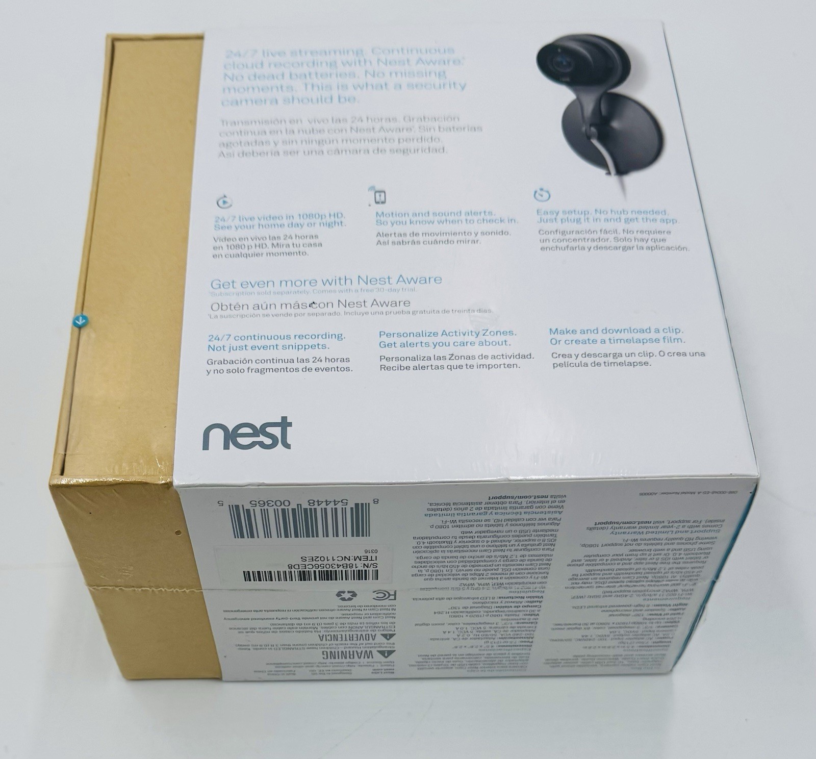 Google Nest Cam Indoor Security Plug-in Wi-Fi Camera NC1102ES A0005 New Sealed