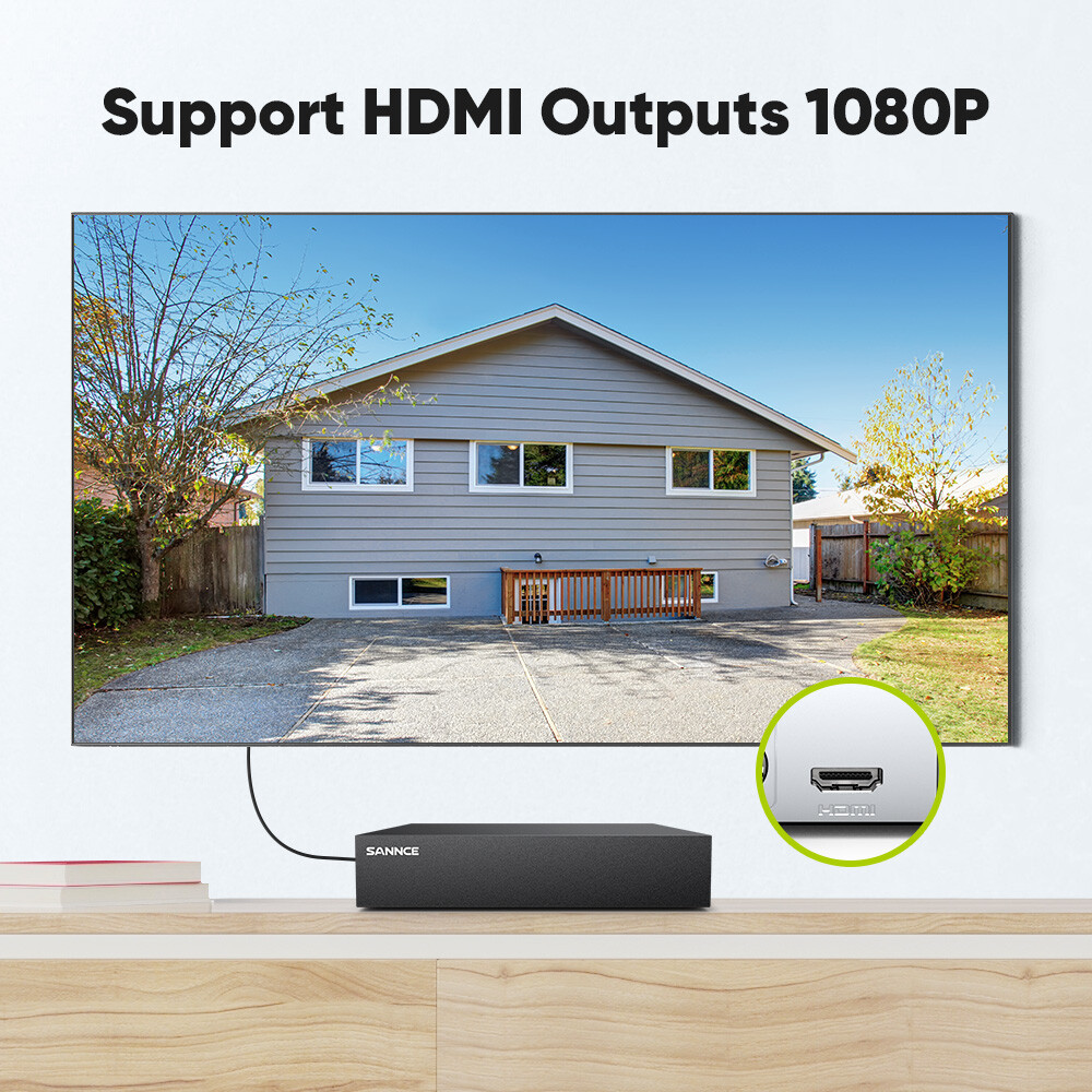 SANNCE 1080P Video Security Camera System 4CH 5IN1 DVR Outdoor IR Night Vision