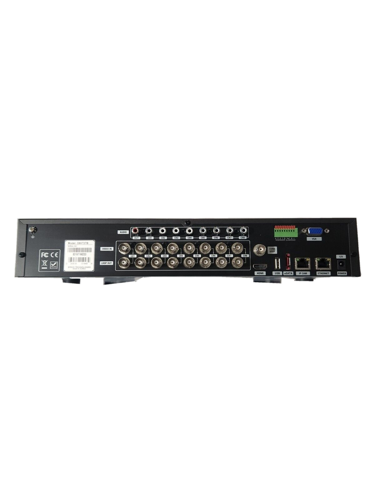 New Speco D8HT3TB 8 CH HD TVI & Analog Full Hybrid Digital Video Recorder DVR