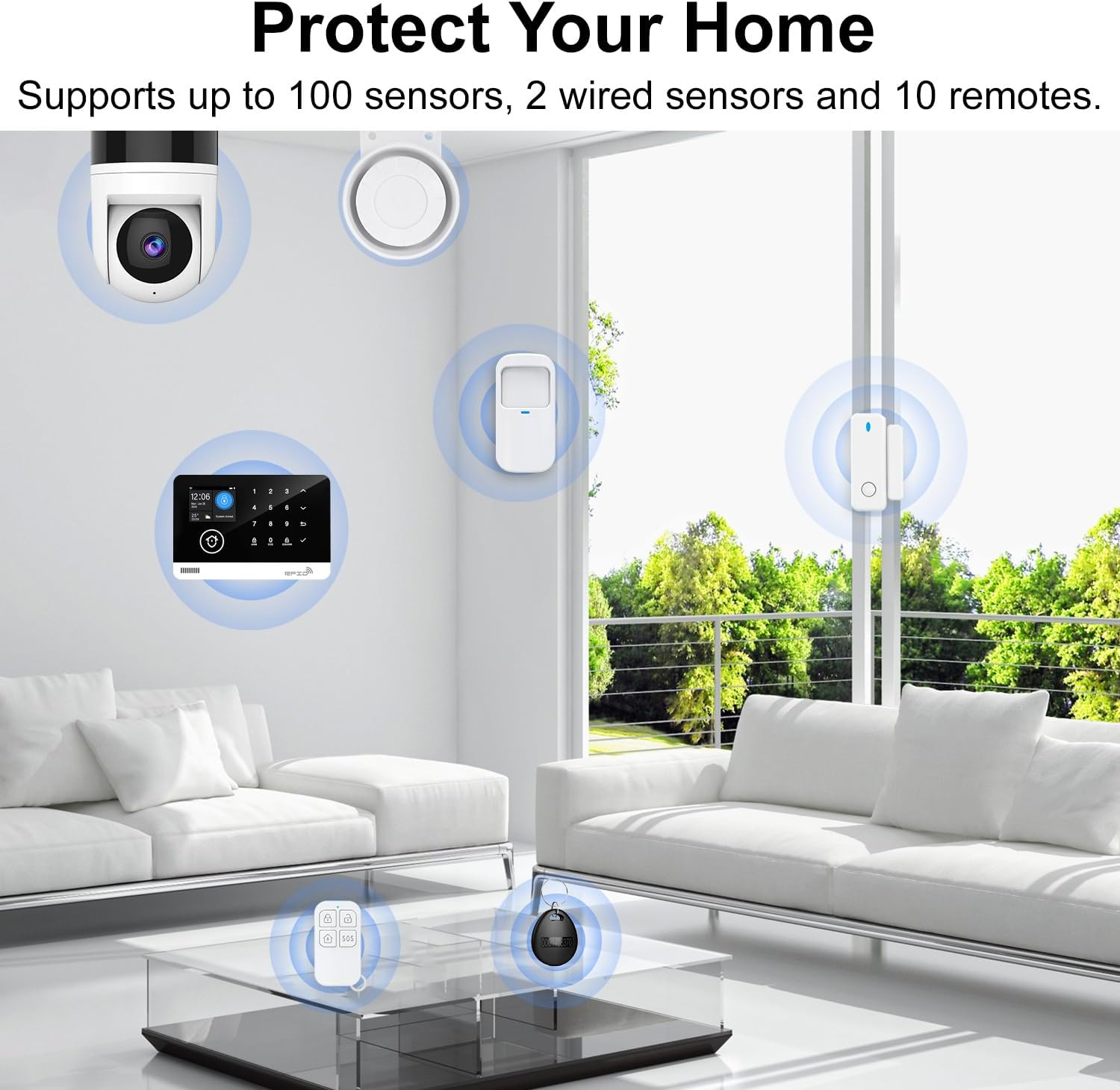 Home Alarm System with Camera, 23 Pieces Wireless Wifi/Gsm SMS Home Security Sys