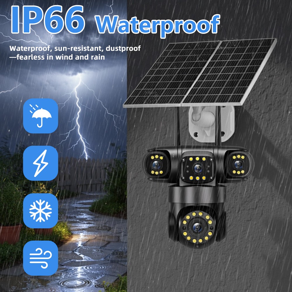 4G SIM 16MP 4Len Camara De Seguridad Solar Inalambricas Exterior Vision Nocturna