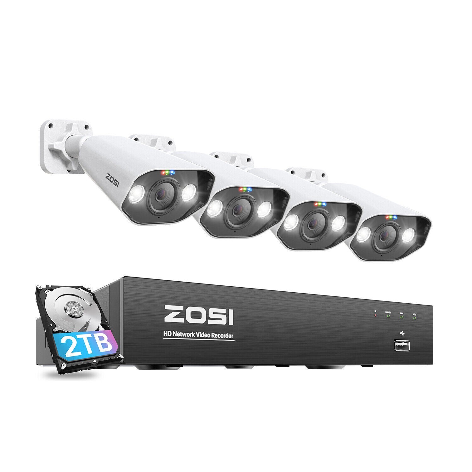 ZOSI 8CH 4K H.265+NVR 5MP Outdoor PoE Security Home Camera System – 6 Cameras!