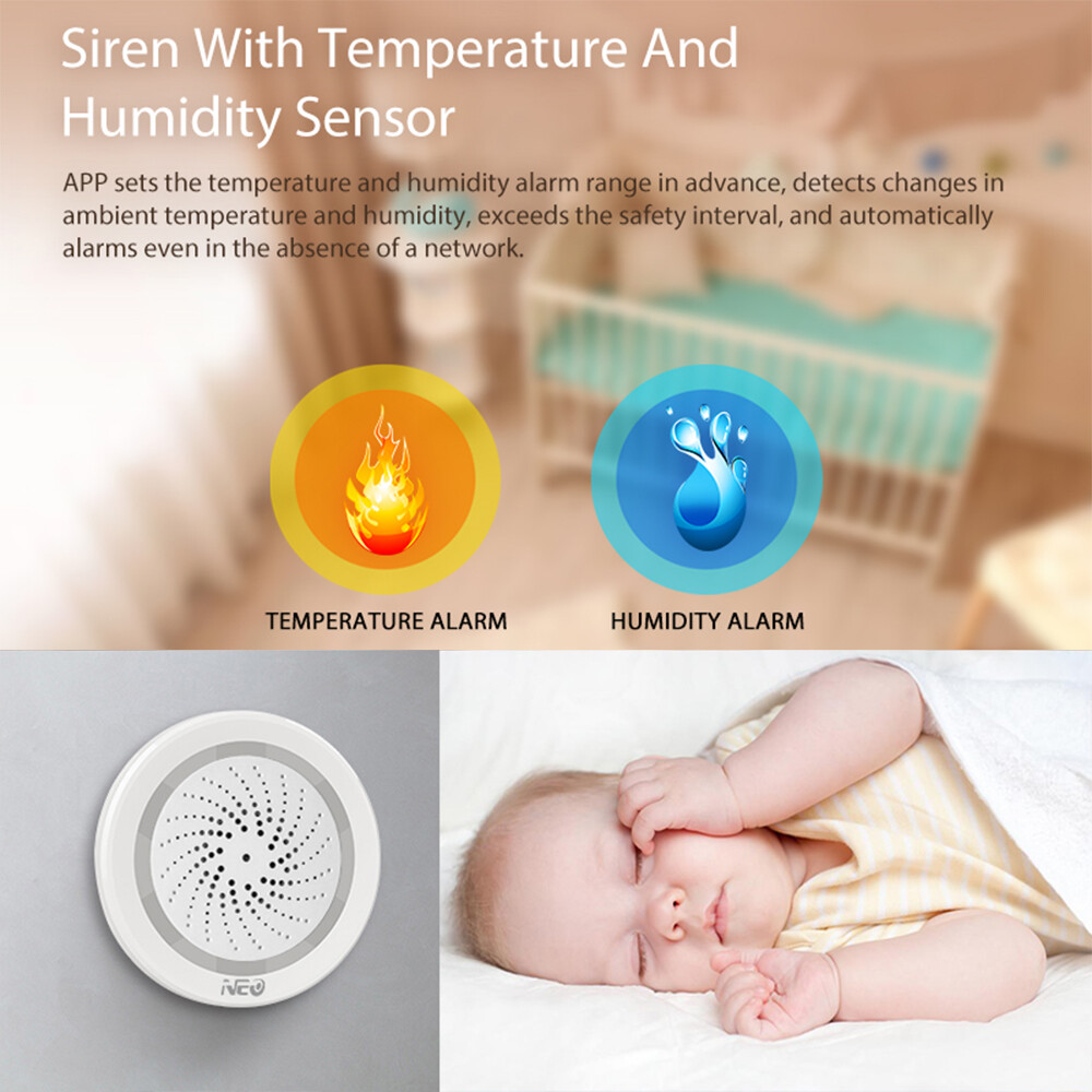 NEO Smart Wifi Siren Alarm Sensor Security System Tuya Voice Control D6P9