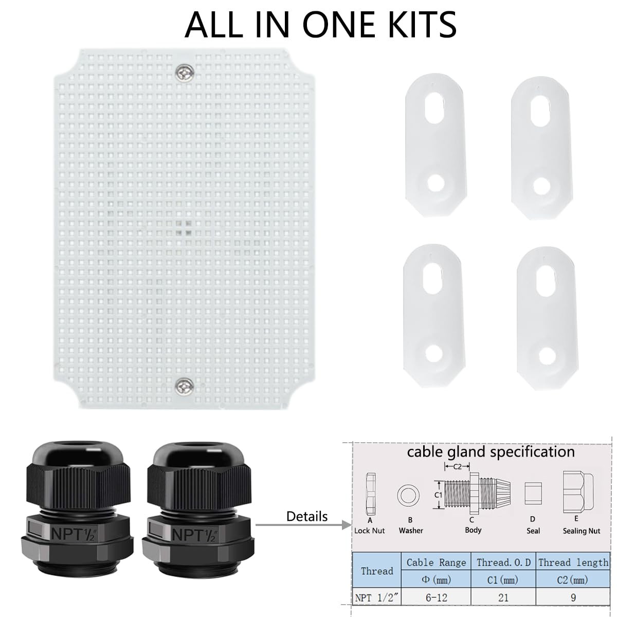 Otdorpatio Junction Box, Hinged Clear Cover IP67 8.7″x6.7″x4.3″, Transparent