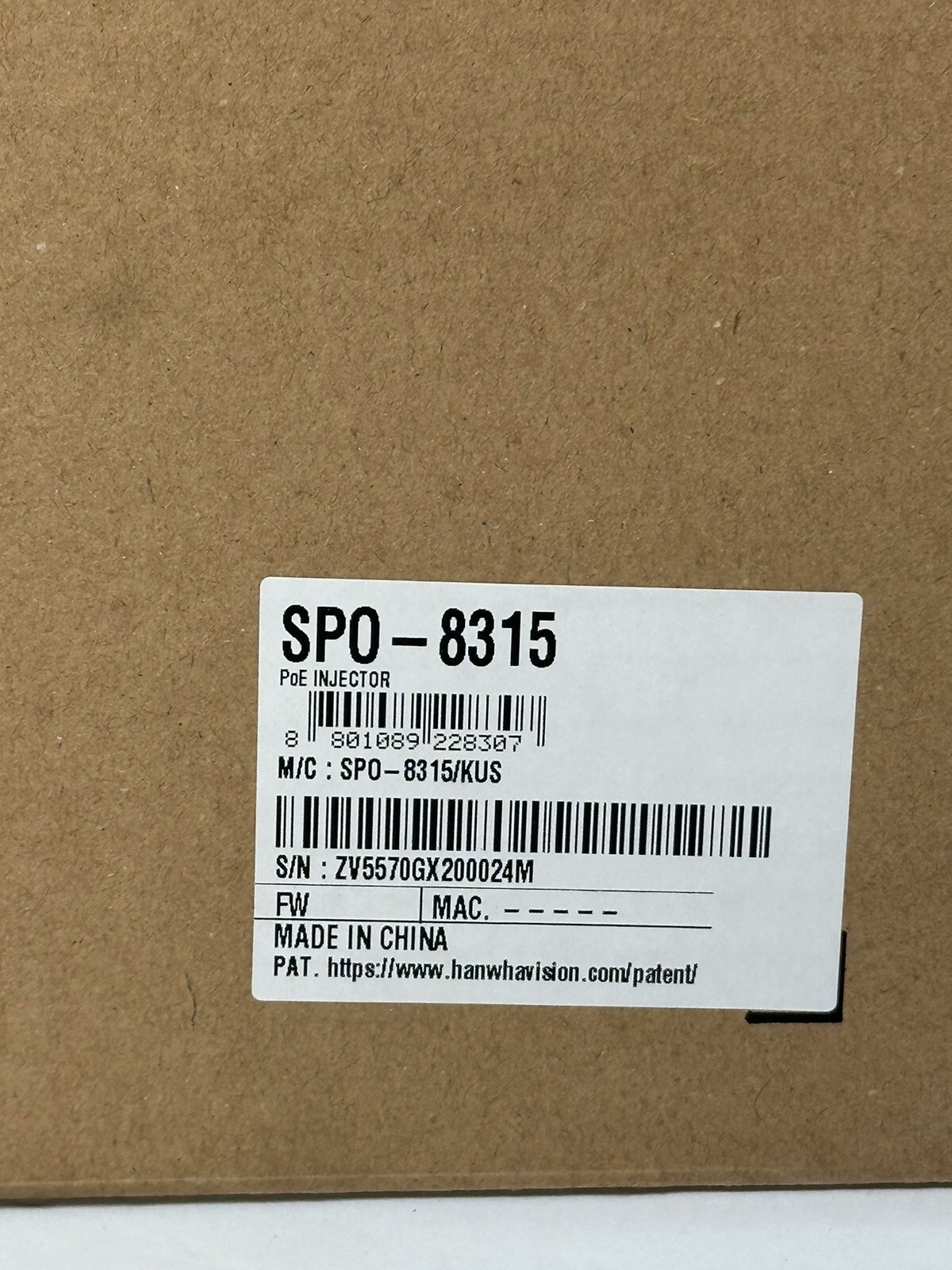 Hanwha Techwin PROCET SPO-8315 83W Fiber PoE Injector