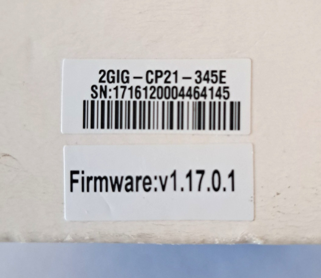 2GIG-CP21-345 Control Panel w/Plug Vivint Untested
