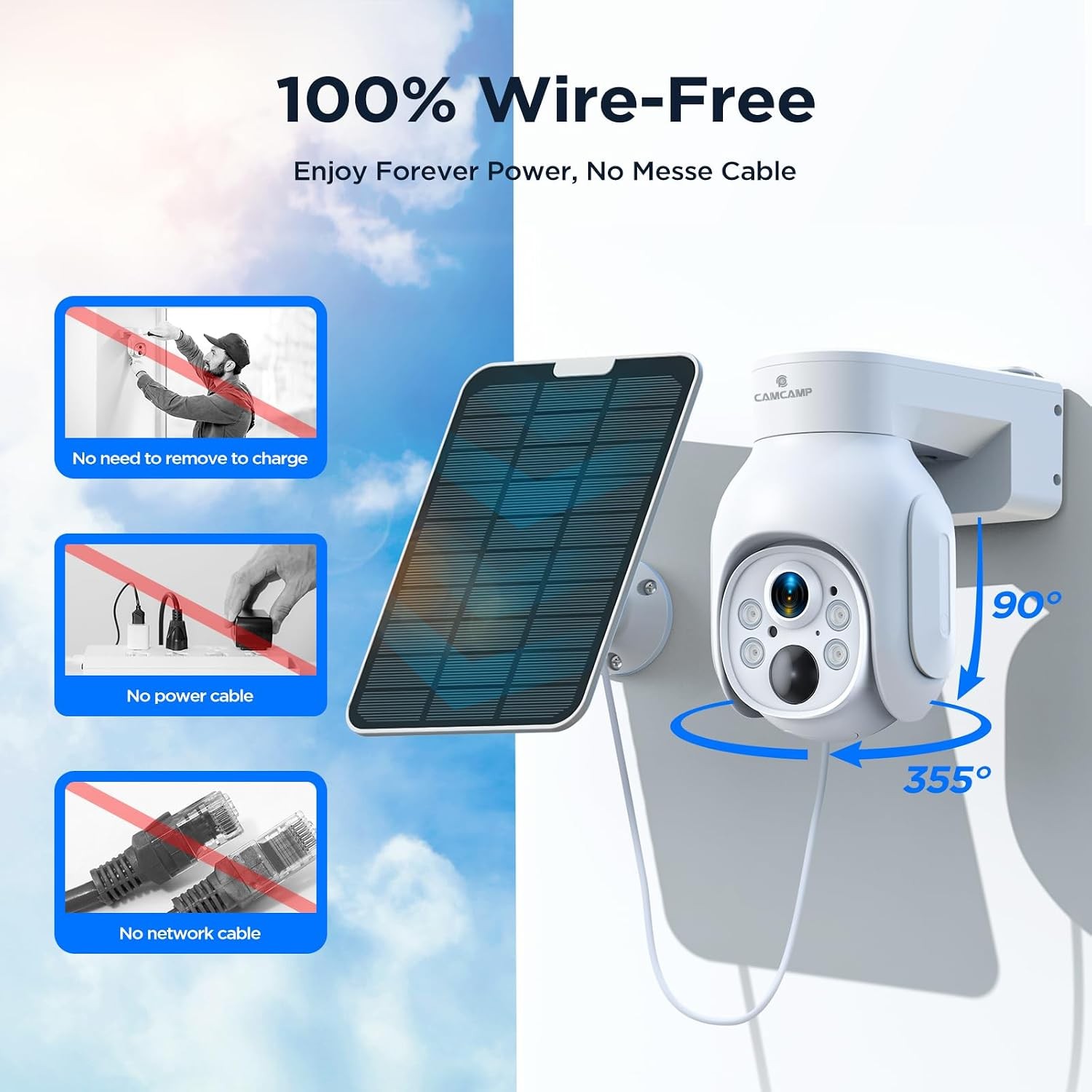 4MP Solar Security Camera System Wireless Outdoor Wifi PTZ Camera 10CH NVR+500GB