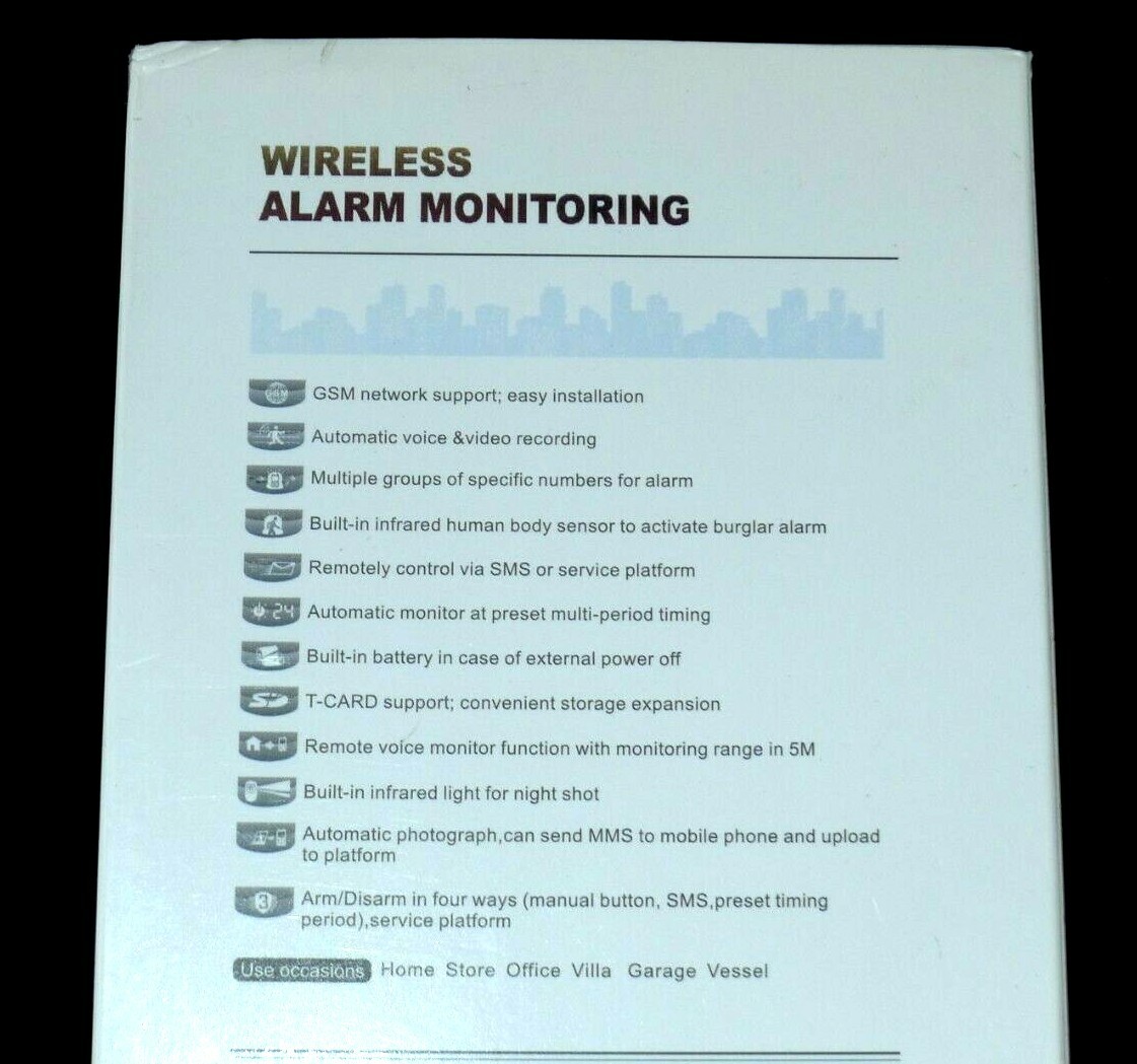 WIRELESS ALARM MONITORING GSM NETWORK SUPPORT NEW