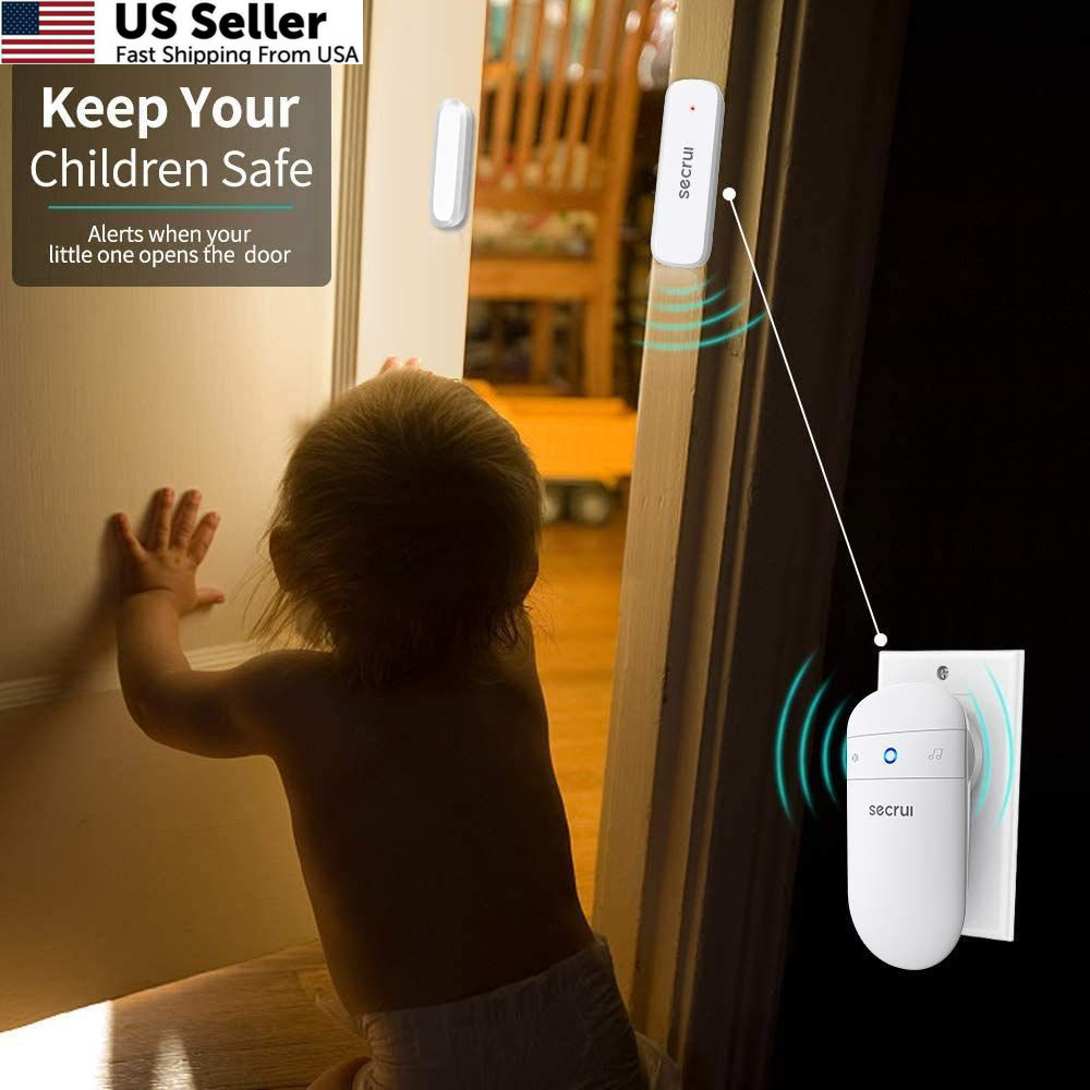 Door Chime When Opens, Opened Alarm for 1 Receiver+1 Sensor, White