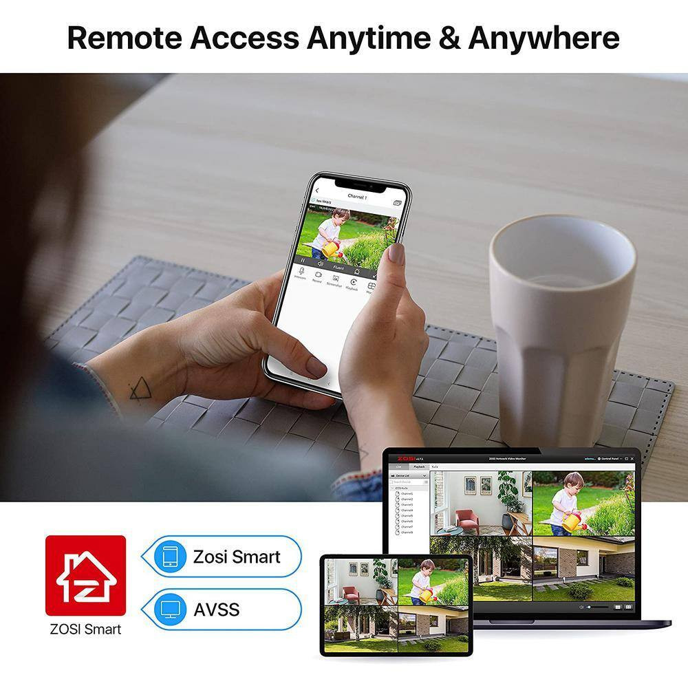 8-Channel 5Mp-Lite 1TB DVR Security Camera System with 4 1080P Wired Cameras, 12