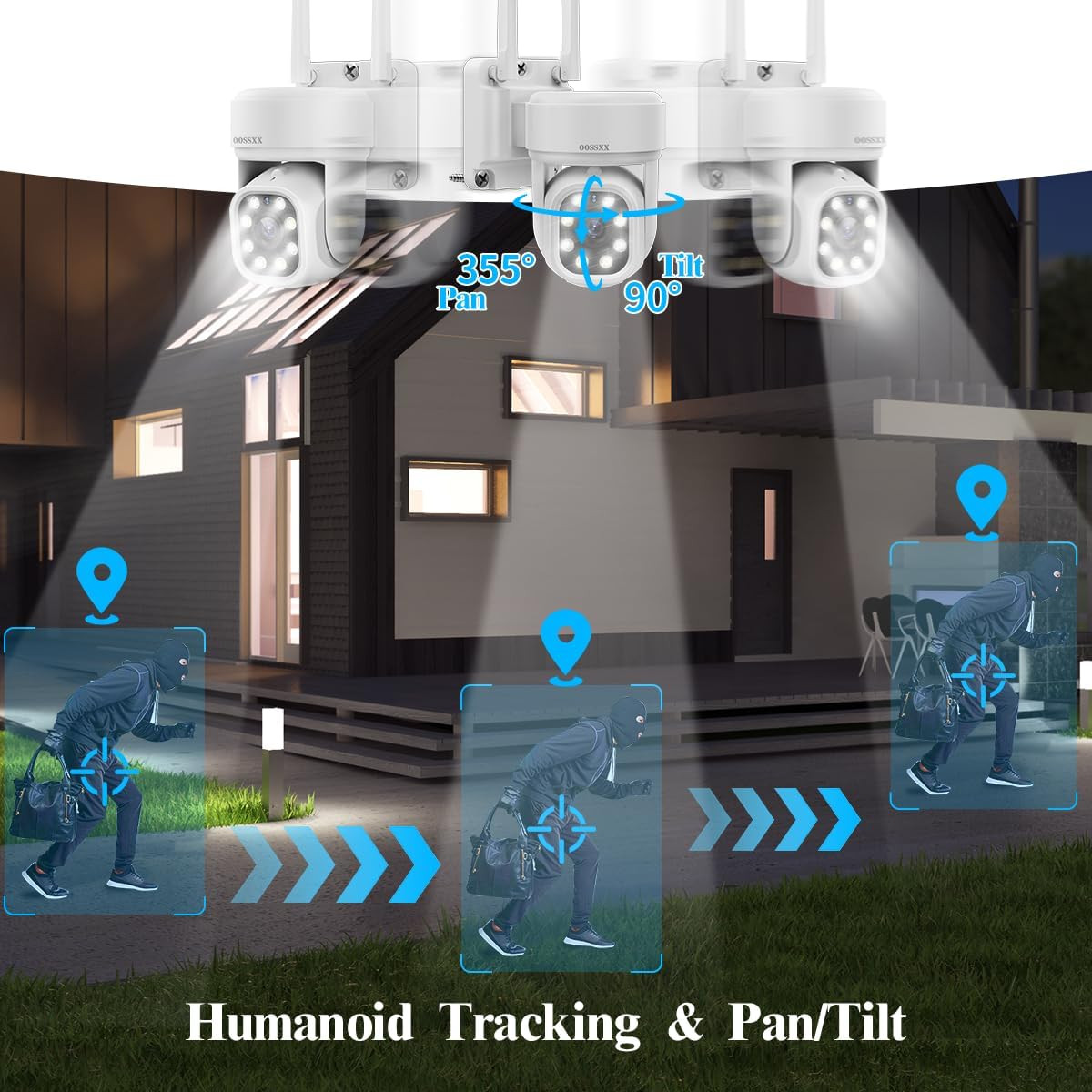 (2026 New) 5MP Wifi Security Camera System Outdoor, 4 Dual-Antenna Cameras, 10CH