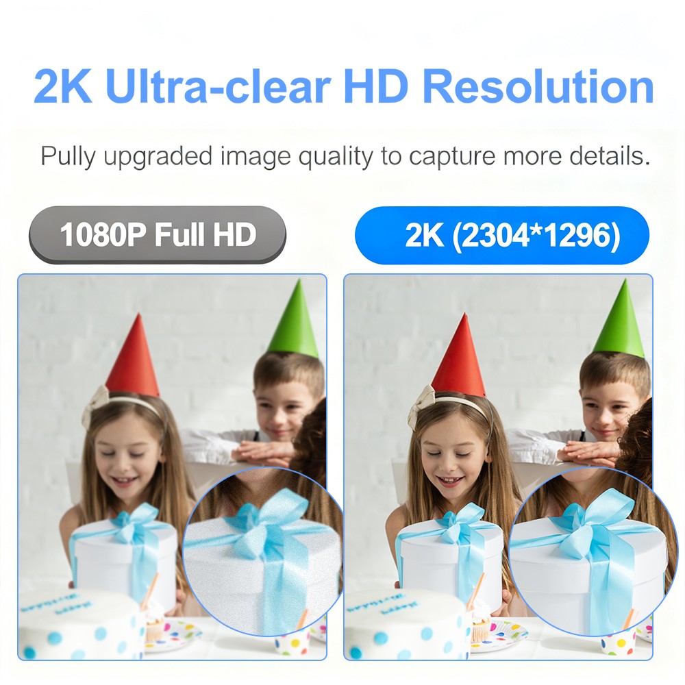 3MP 2K Window Camera, 2.4GHZ & 5GHZ WiFi Indoor Cameras for Home Security US