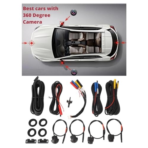 360 Car Camera, Panoramic Surround View Camera System Front Rear 1080P, Black