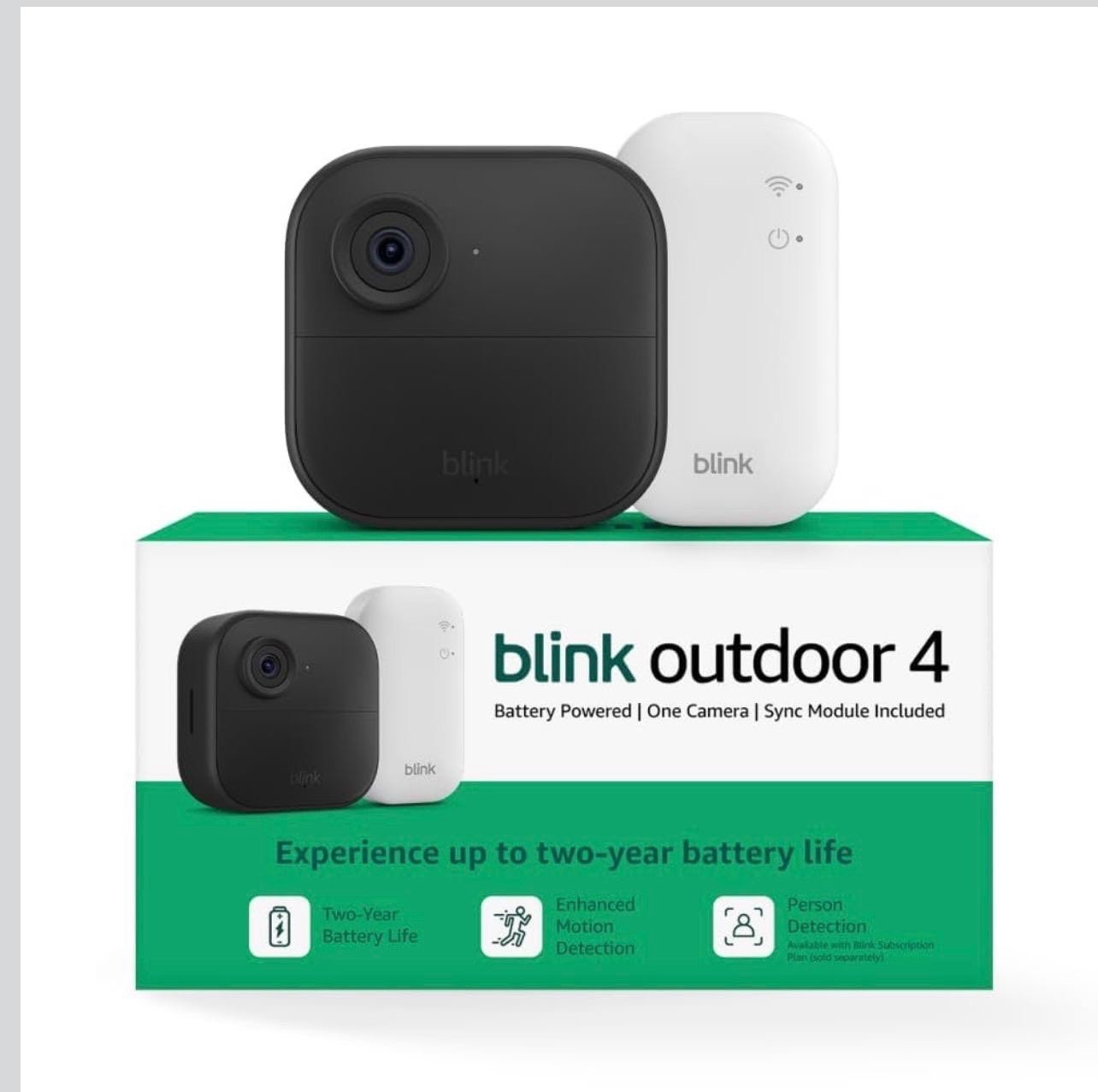 Blink Outdoor 4 Wireless Wi-Fi Camera + Sync Module, 1080p, Night Vision Alexa
