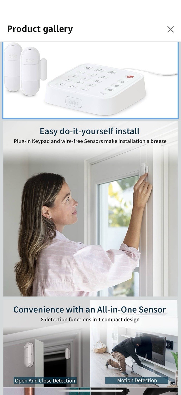 Arlo Home Security System – Wired Keypad Sensor Hub, (2) 8-in-1 Sensors,