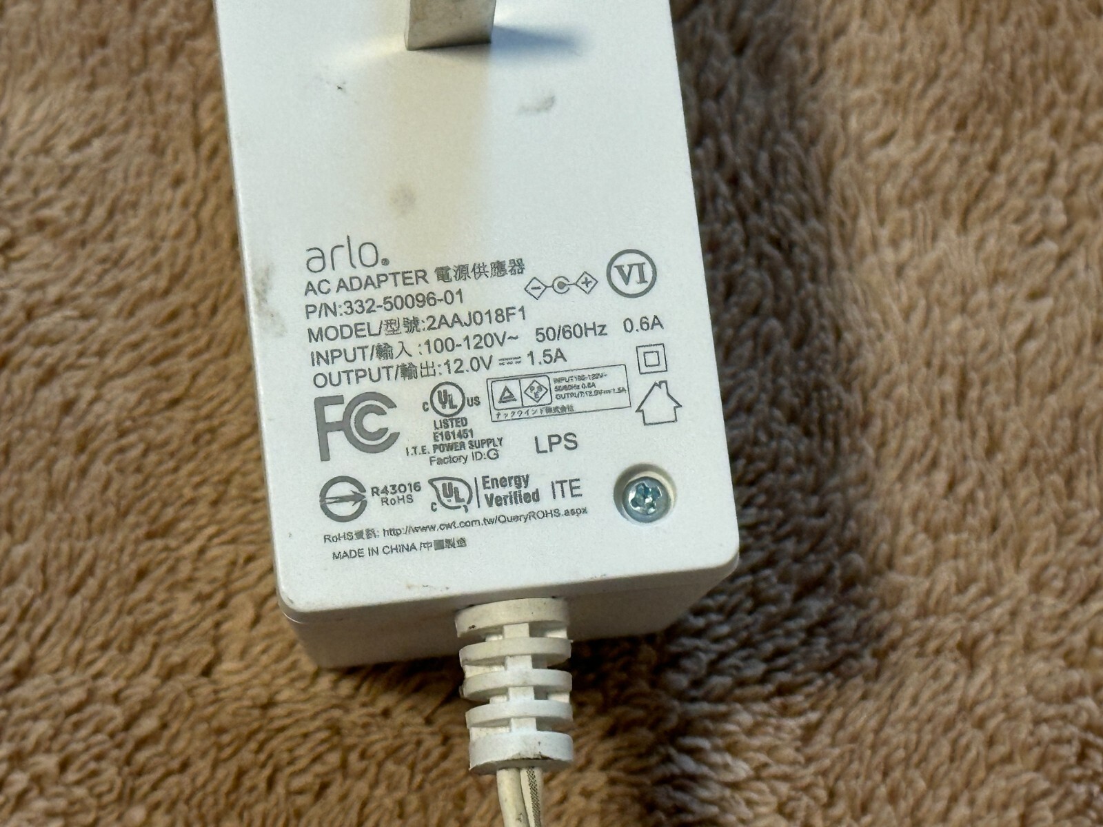 Genuine Netgear 2AAJ018F1 332-50096-02 AC Adapter for VMB4540 Arlo Base Station