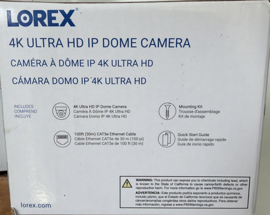 Lorex 4K Ultra HD Security IP Dome Camera IR, Audio, And Night Vision E841CD-E