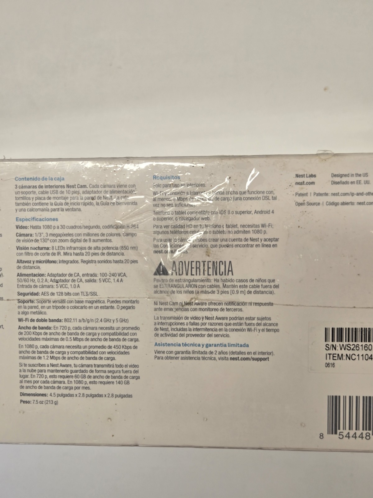 Google Nest Cam Indoor Smart Security Camera 3 Pack NC1104US NEW & Sealed