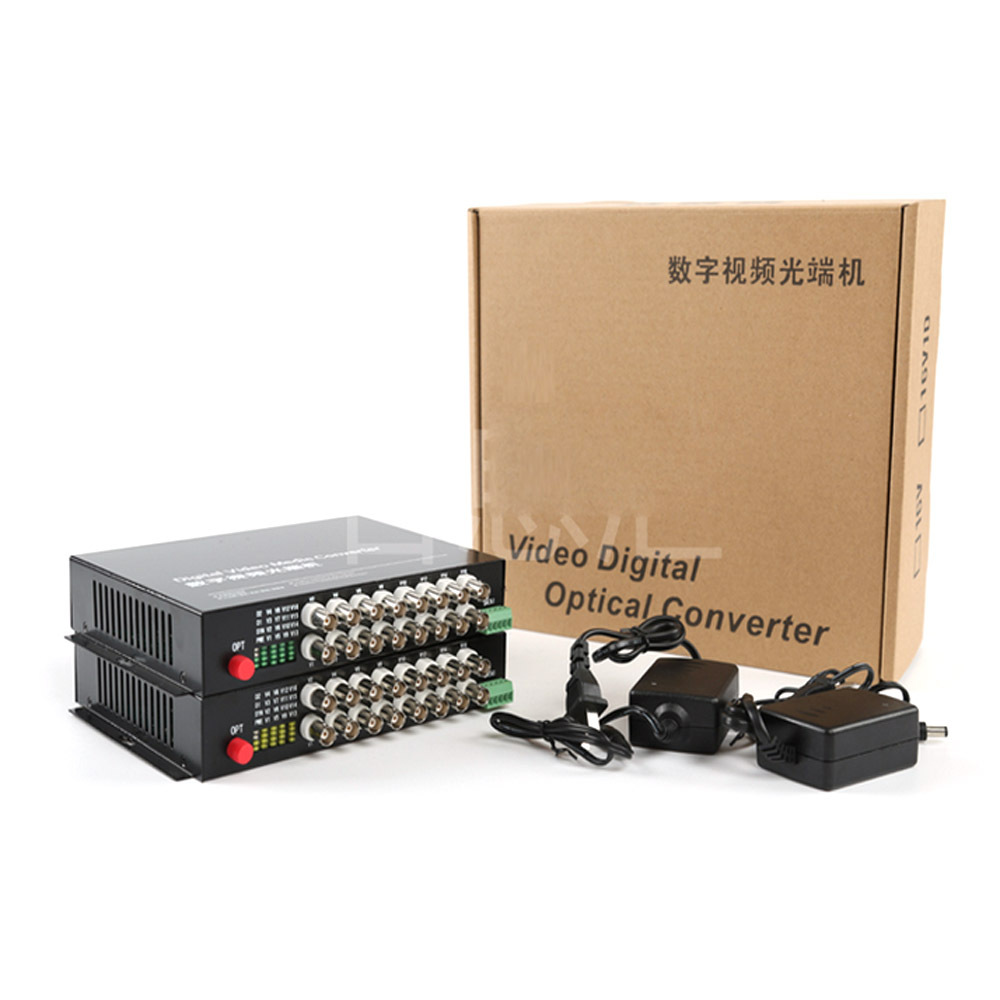 New 16CH Video Data Fiber Optical Converter Composite Transmitter Receiver CCTV