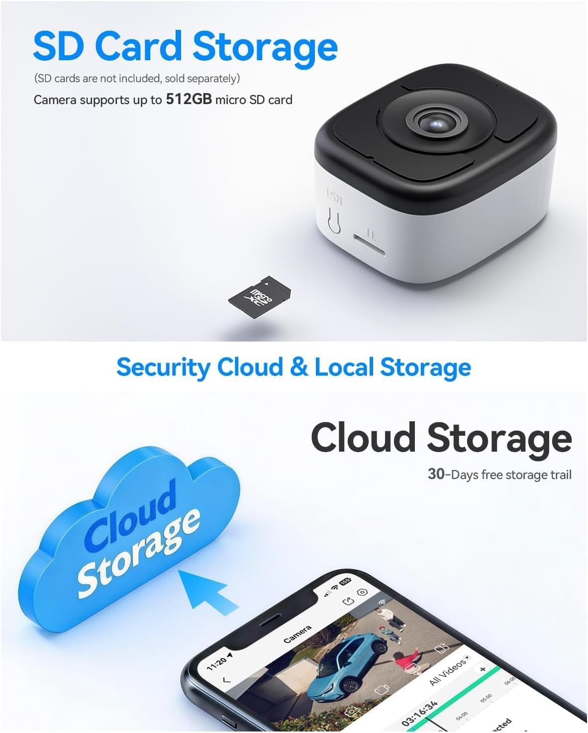 LongPlus 8MP 4K Window Camera, 5GHz & 2.4GHz WiFi Camera for Home Black