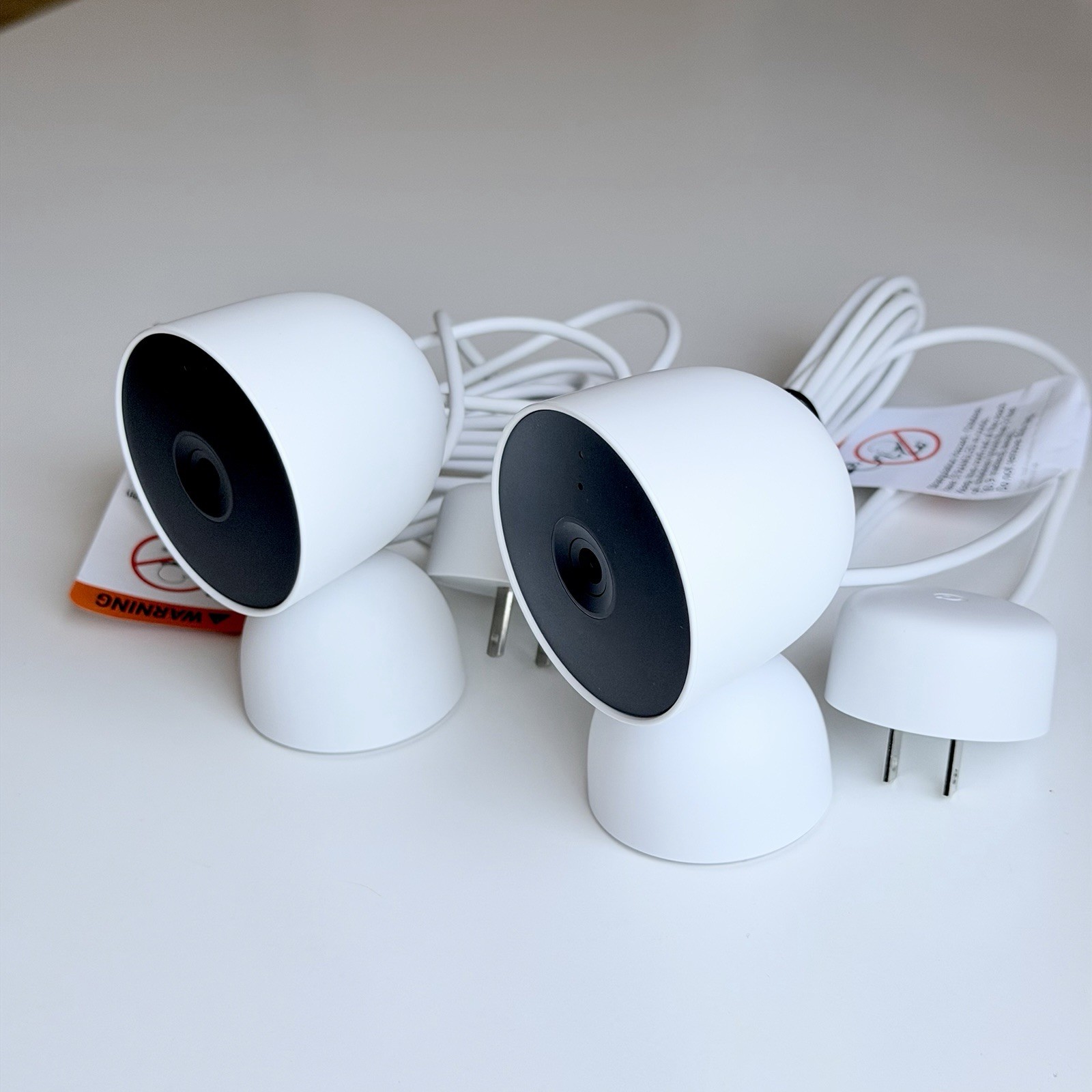 2-Pack Google Nest Security Cam Indoor 1080p Wired GJQ9T (White Snow) 2nd Gen