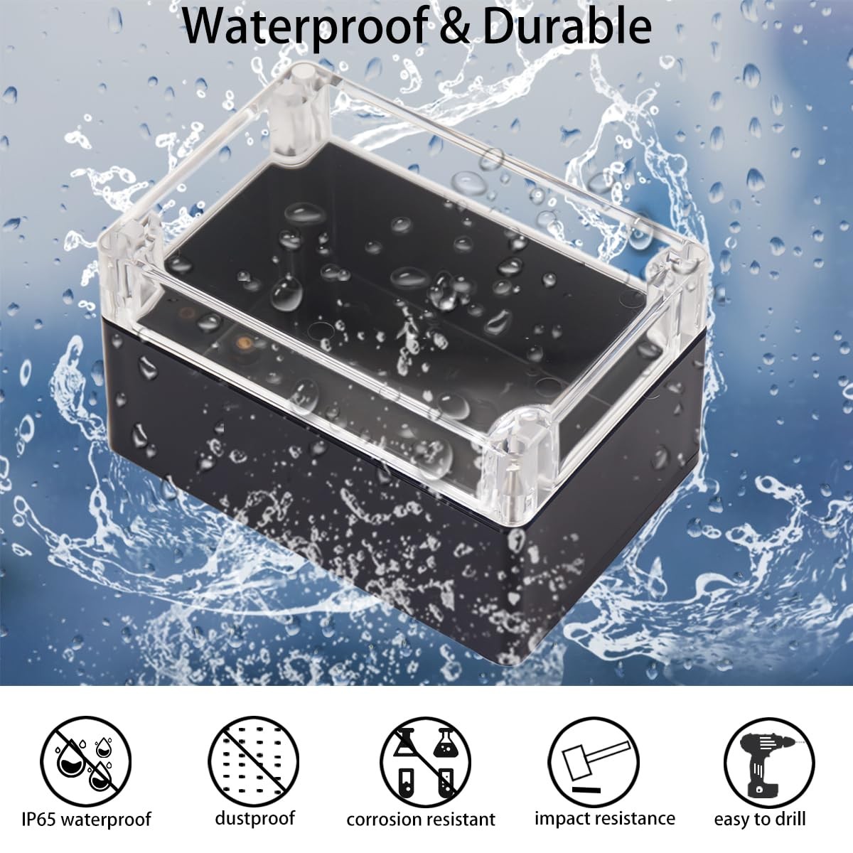 Otdorpatio Project Box IP65 Waterproof Junction 4.53″x3.54″x2.17″, Clear