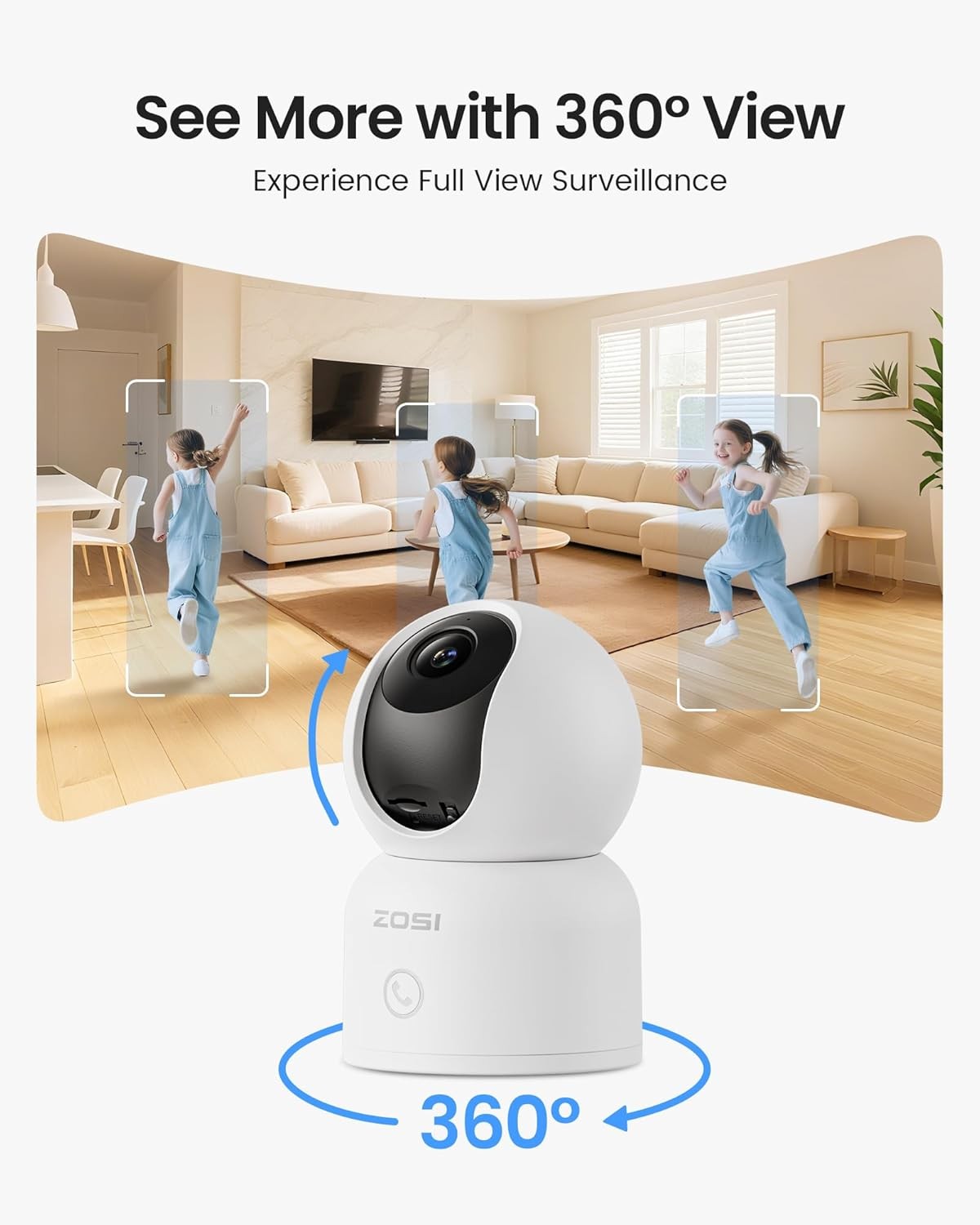 ZOSI C289 3MP WiFi Auto Tracking 2K PT Camera Outdoor Floodlight AI Face Detect