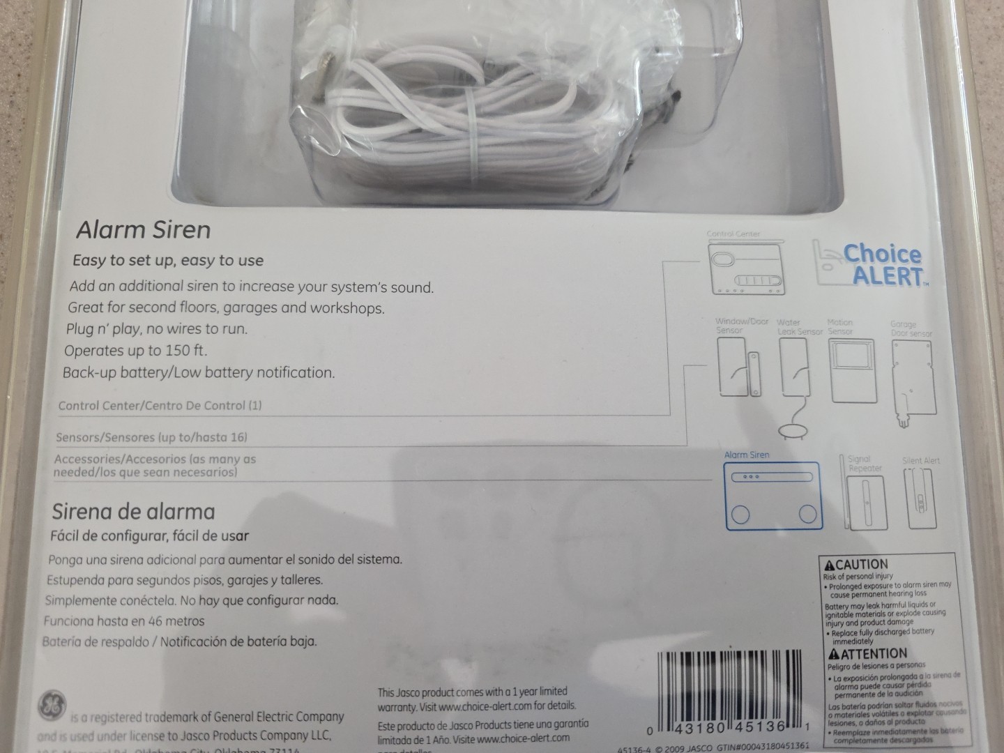 GE Choice Alert Wireless Alarm Siren 45136 New Sealed NIB Add-on 130dB
