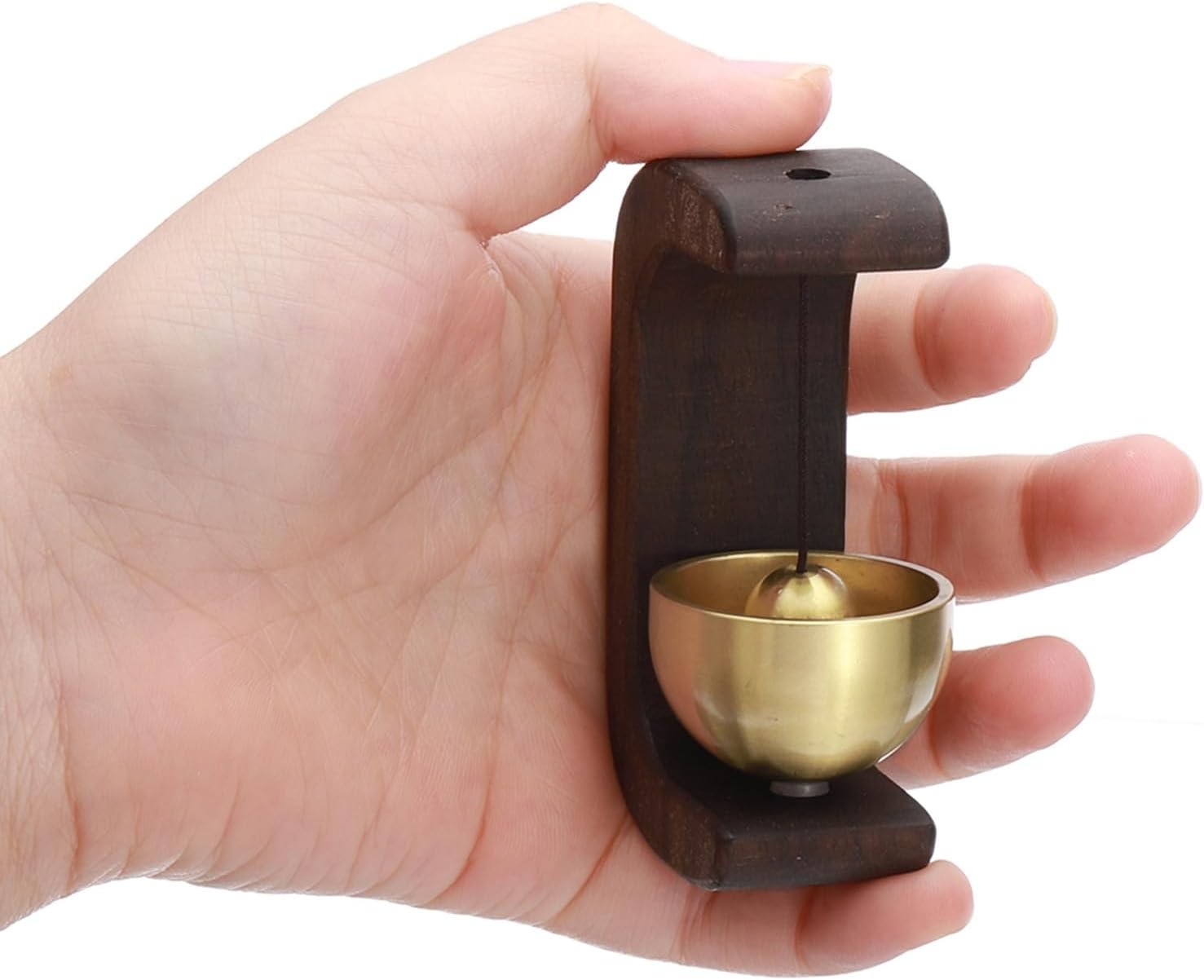 PATIKIL Shopkeepers Bell, Wood Door Chime Hanging Magnetic Bell Brown
