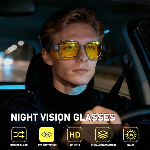 Night Vision Driving Glasses for 13 Transparent Grey Frame/Night Vision Lens