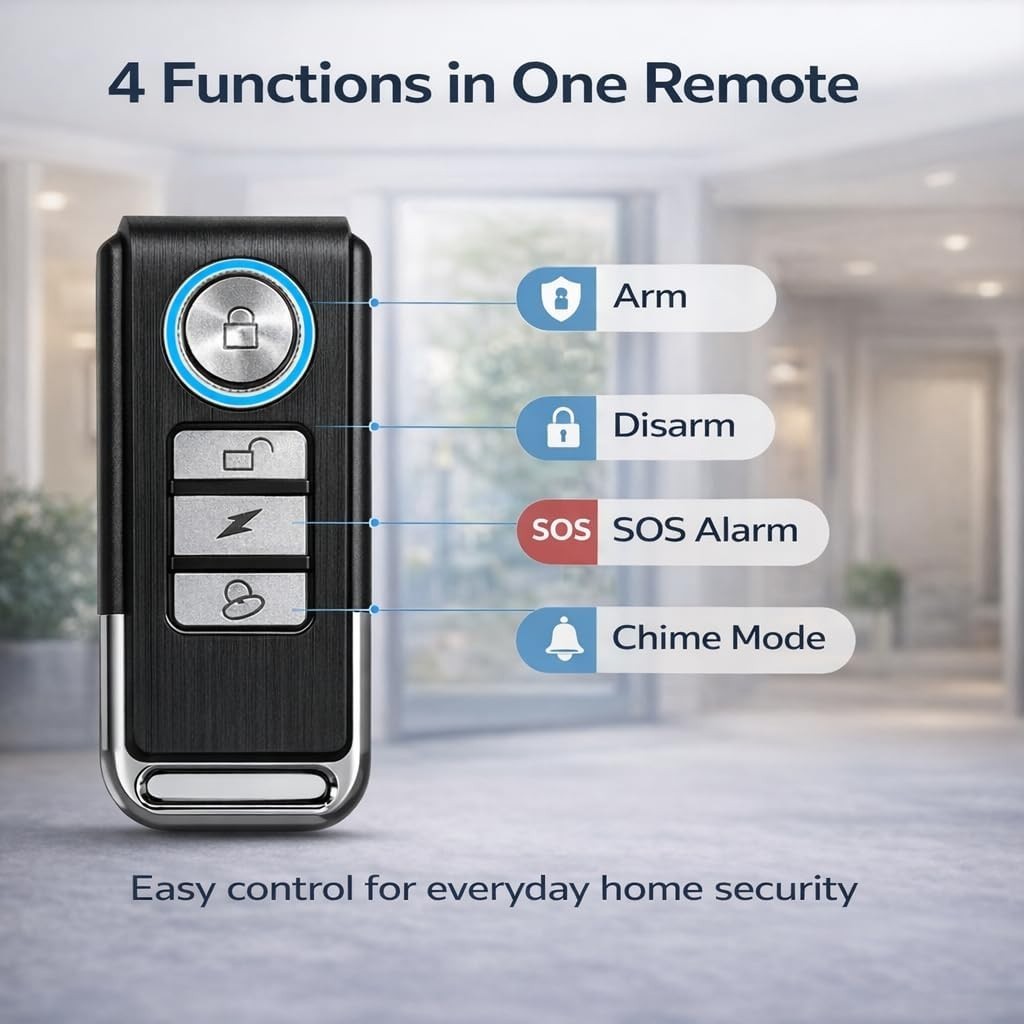 Easy Install Remote Door Alarm System – 105dB Chimes – 2-Pack Security Sensors