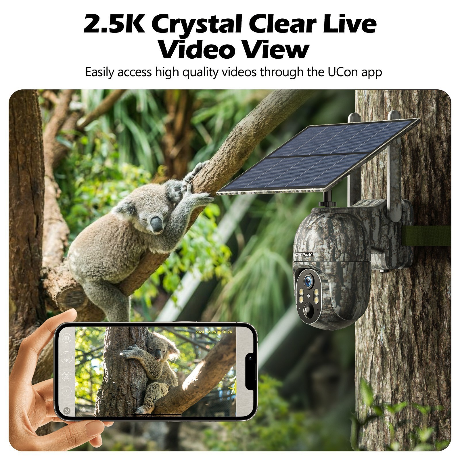 Campark 2.5K 4G LTE Solar 360° PTZ Security Camera Game IP66 Security +SIM Card