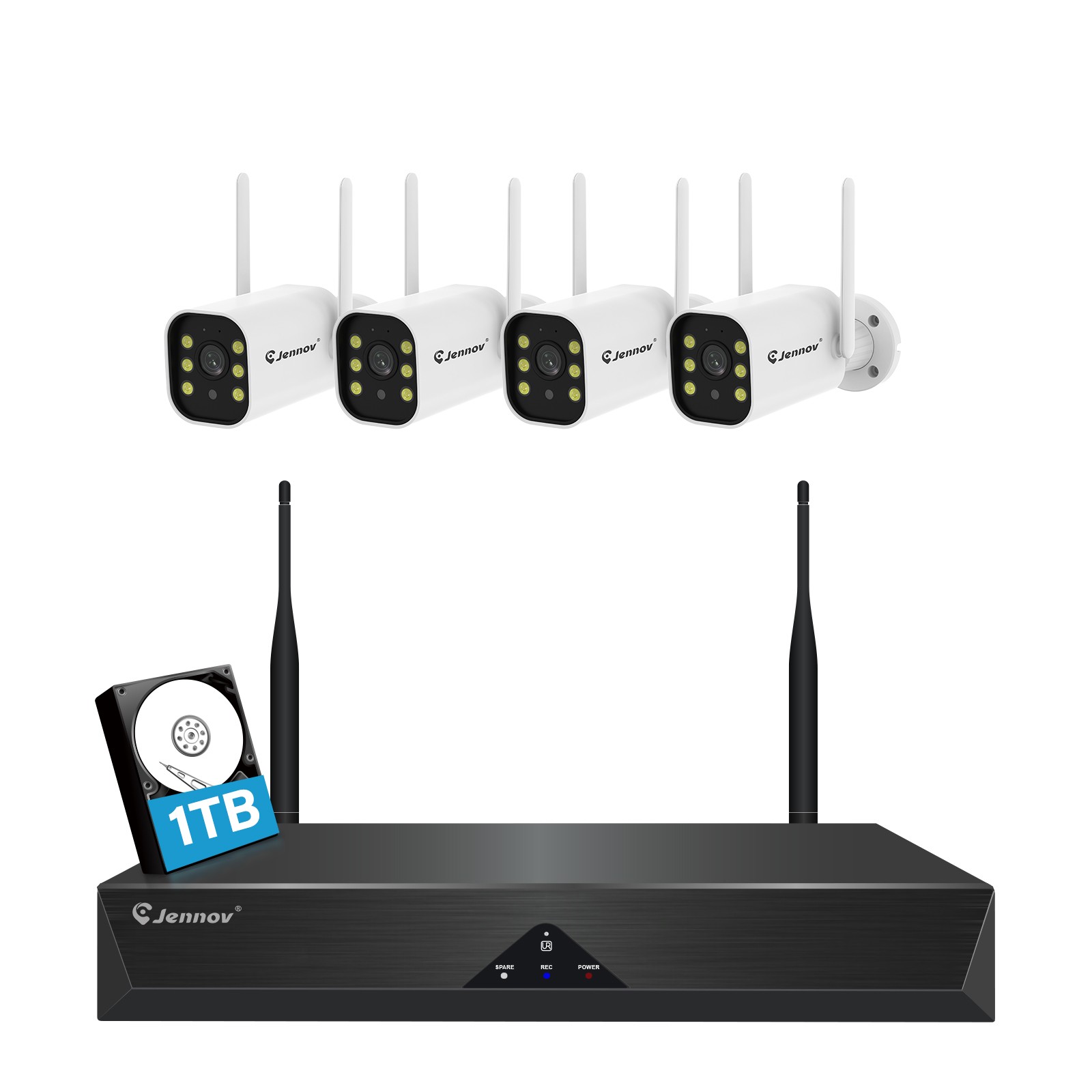 Wireless Security Camera System with Monitor Outdoor 4 WiFi Cameras Home NVR