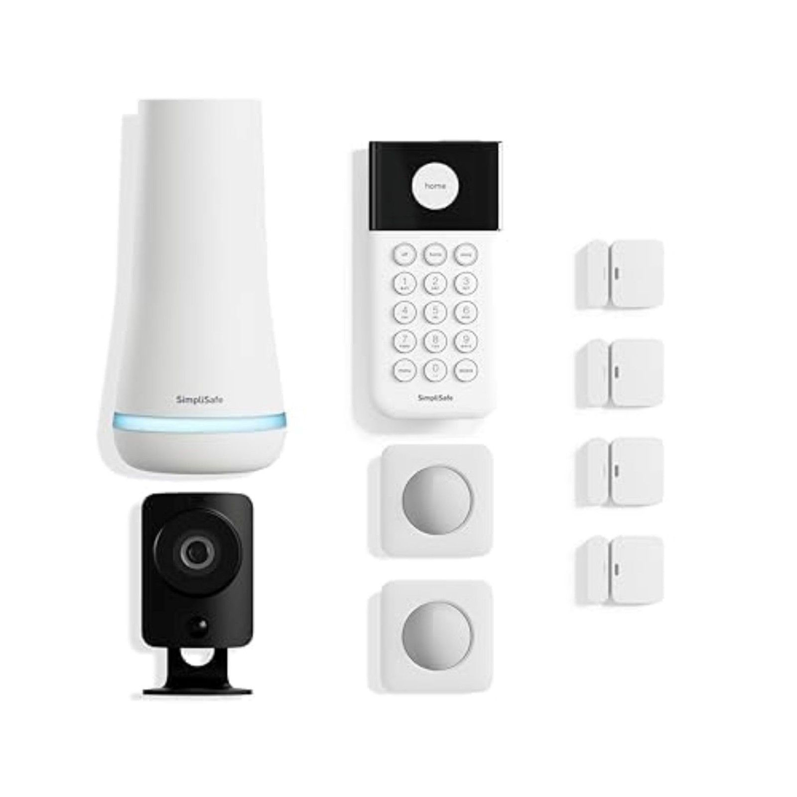 Wireless Home Security System 9 Piece Set w/HD Camera, 24/7 Monitoring, Alexa &