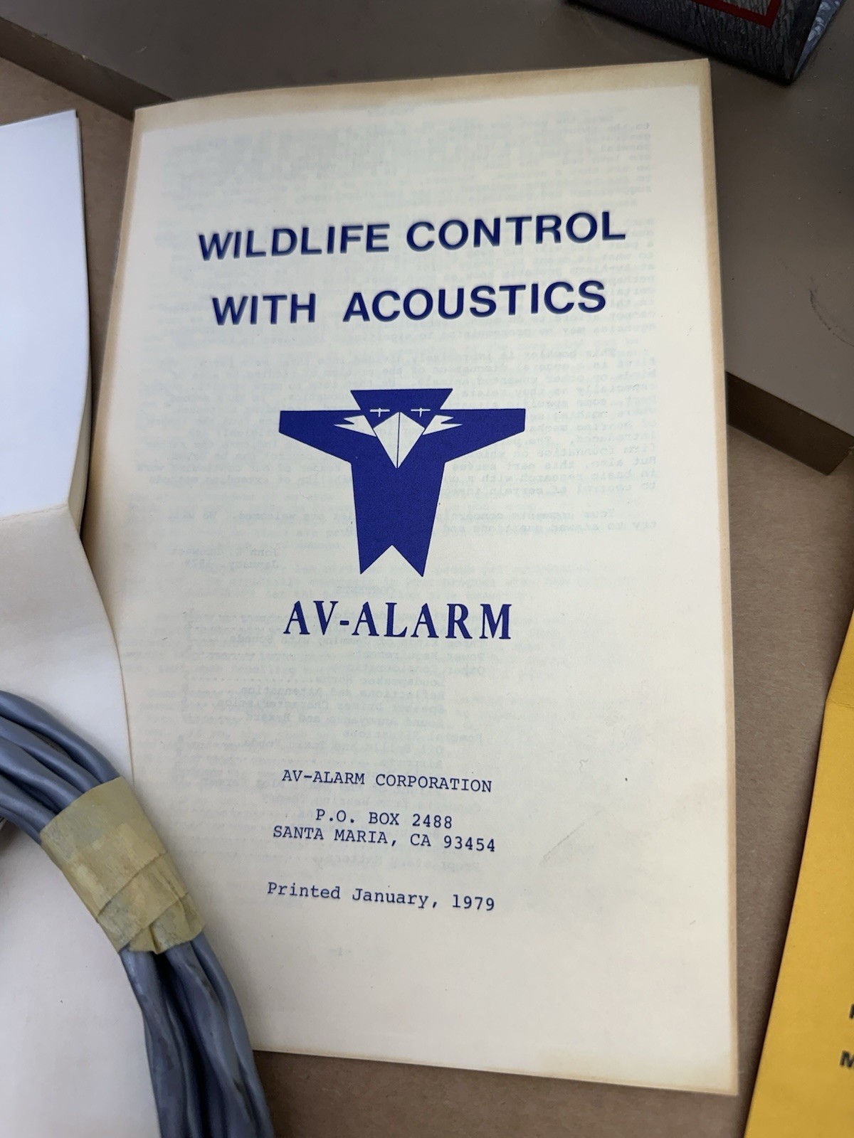Rare Vintage AV-Alarm Corporation Wildlife Control With Acoustics Alarm NEW NOS