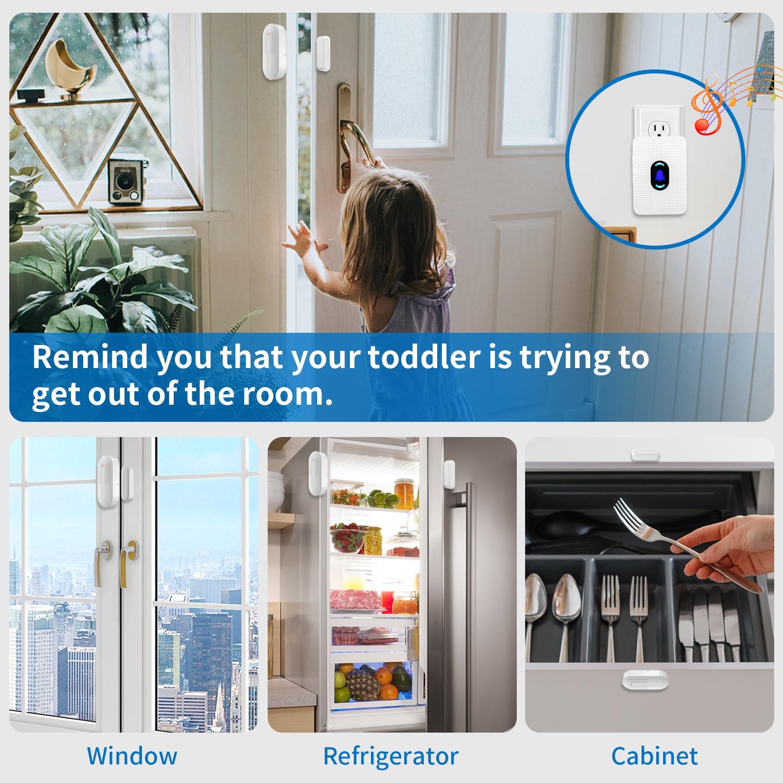 Wireless Door Chime Alarm System – 800ft Range, 20 Melodies, 5 Volume Levels, LE
