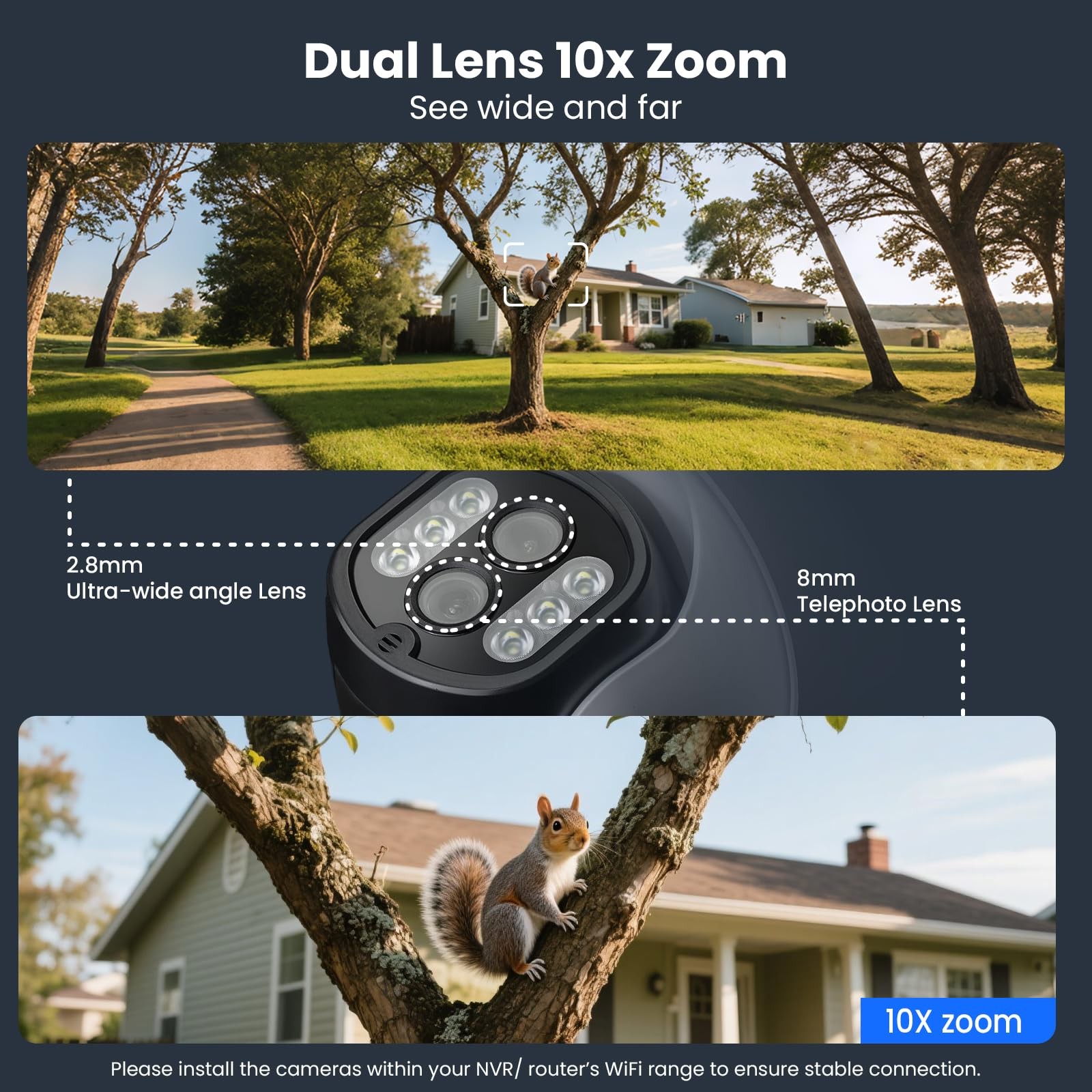 xmartO 10X Zoom Dual Lens PTZ Security Camera，2K 1 Count (Pack of 1), 6MP