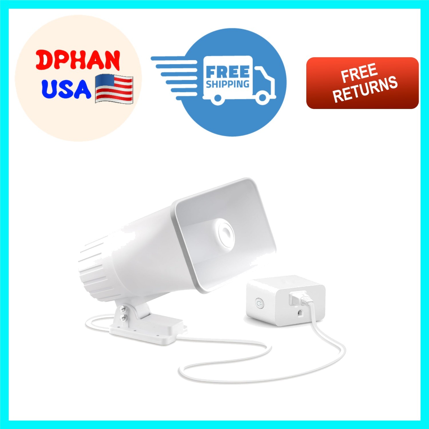 110V Outdoor Alarm Siren – 80W Wired Horn, 120dB Sound, Wi-Fi Remote Control