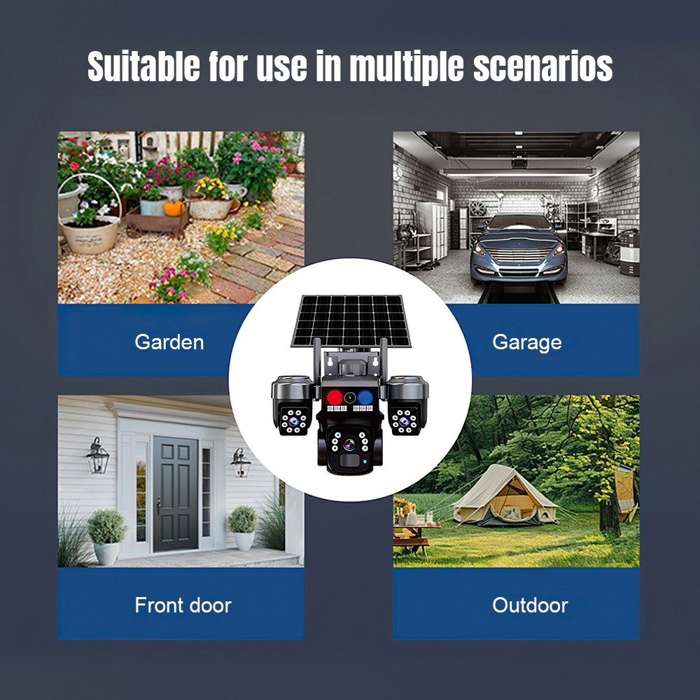 Solar Battery Powered Wireless WiFi Outdoor Pan/Tilt Home Security Camera System