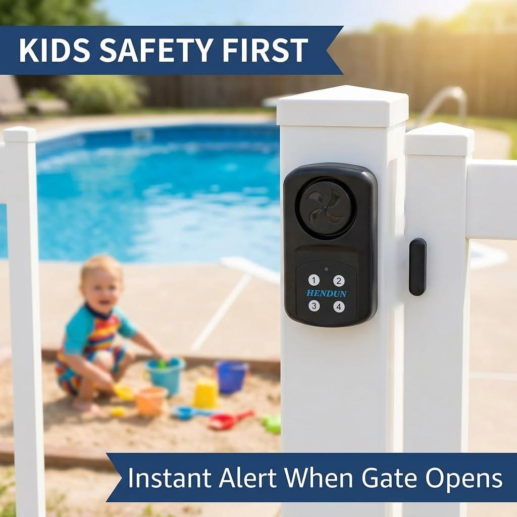 Outdoor Door Alarm with Remote Keypad, Waterproof Ip67,Inground Pool