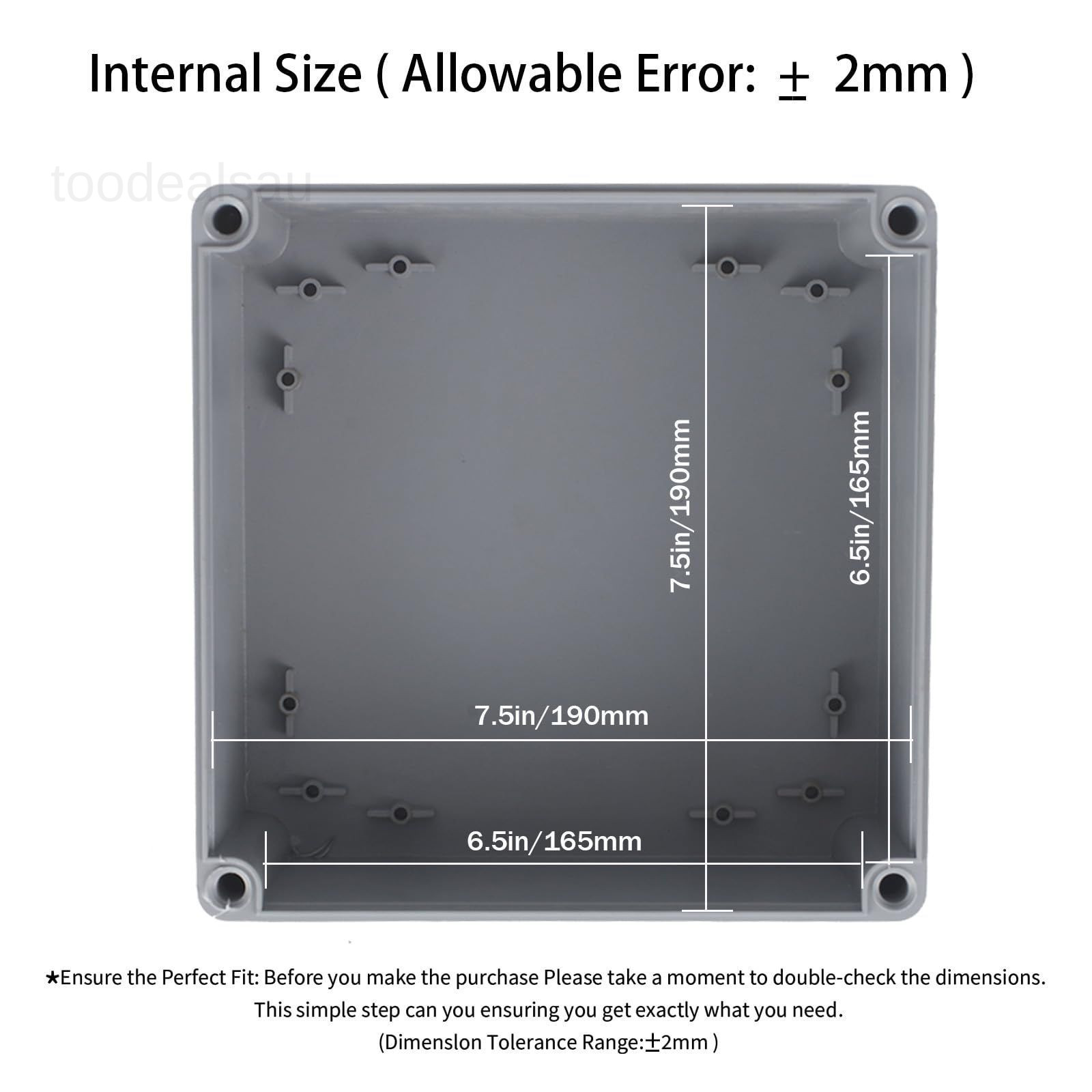 Junction Boxes-8″ x 8″ x 4″ IP65 ABS Plastic Dustproof x x 4″, Grey