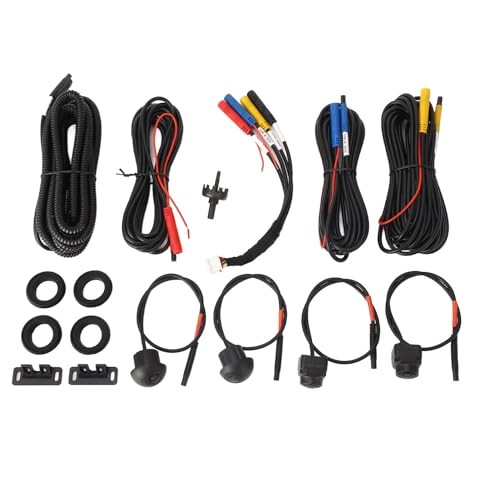 360 Car Camera, Panoramic Surround View Camera System Front Rear 1080P, Black