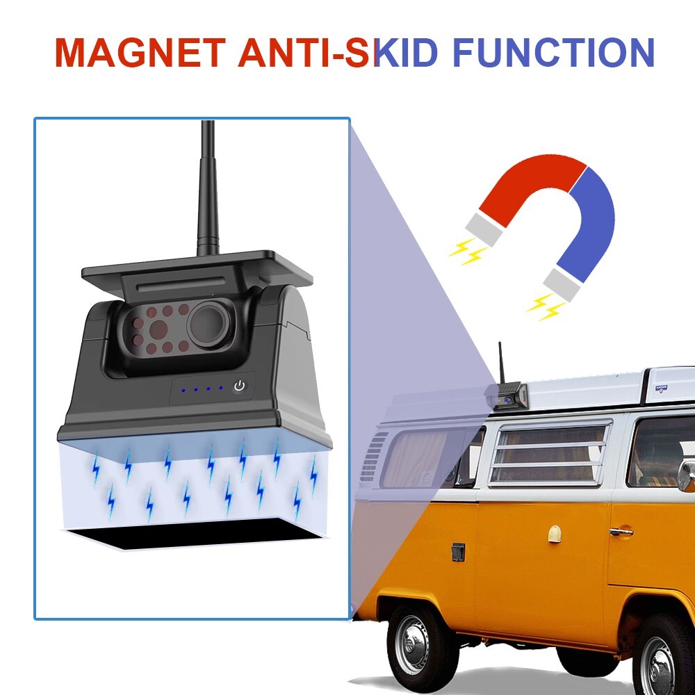 7″ Wireless Monitor DVR Solar Backup Camera Rechargeable Magnetic portable Cam