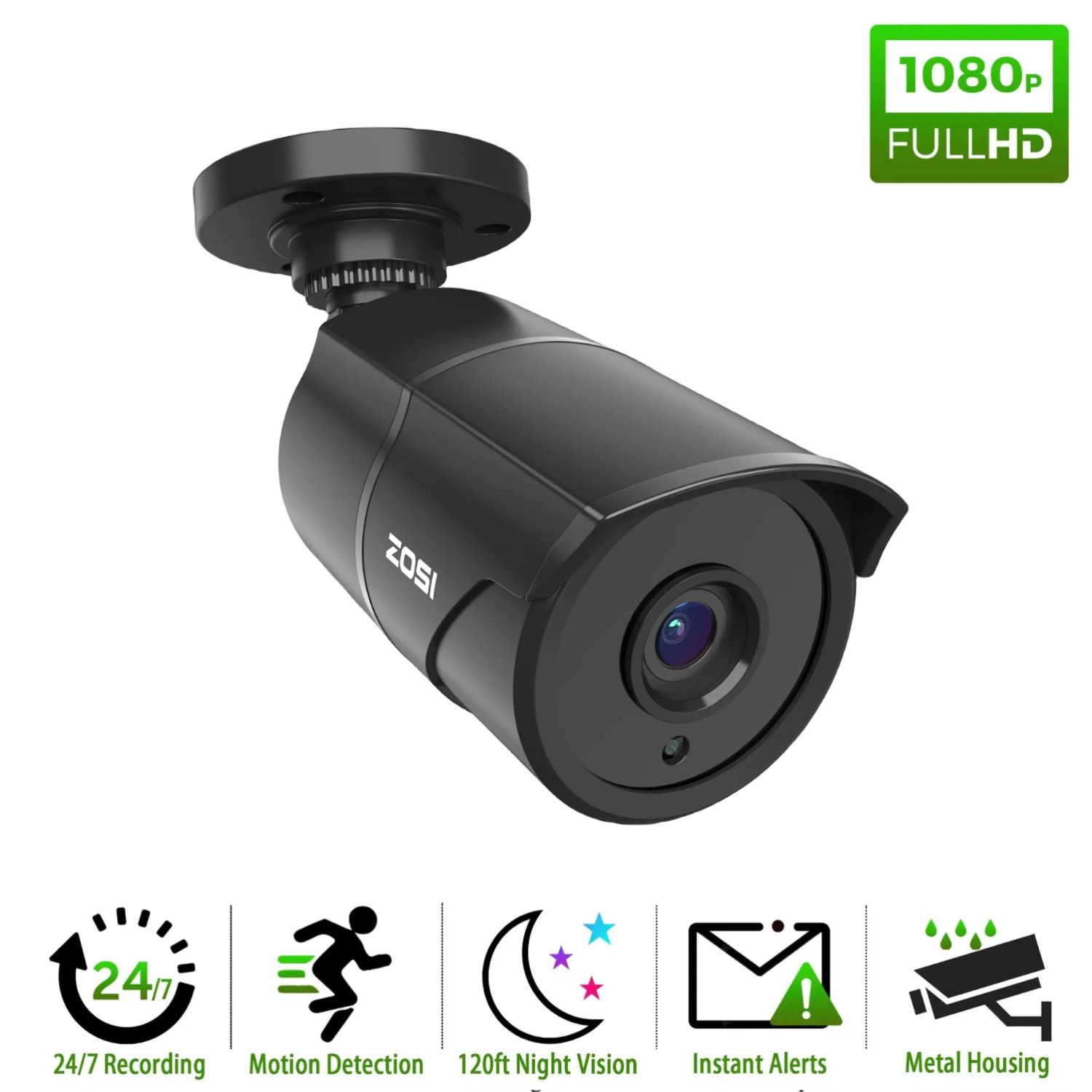ZOSI 1080p 2MP TVI Security Analog CCTV Human/Motion Detection Camera Outdoor