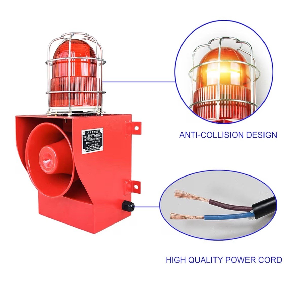 Alarm Siren IP66 Waterproof Outdoor 130Db Horn 45W Security Sirens for Ports, Do
