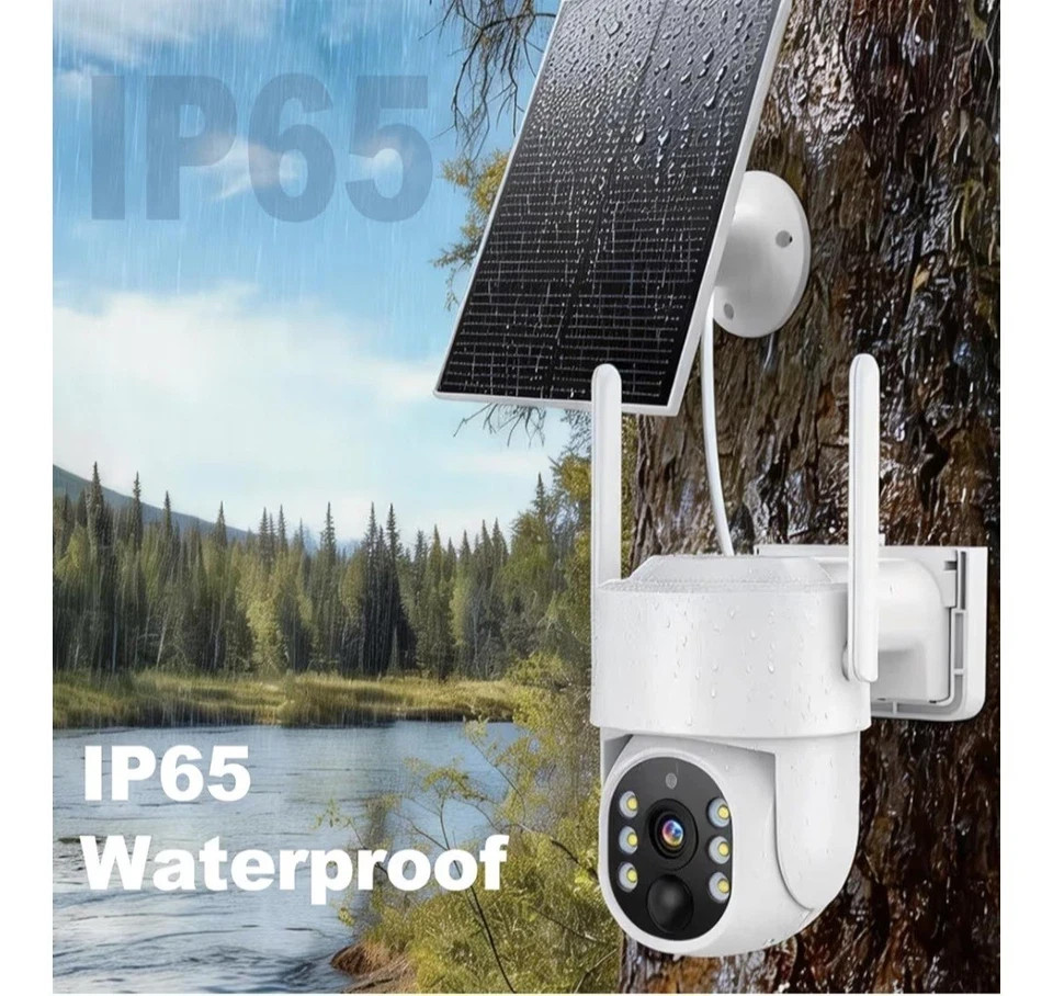 4G LTE Solar Security Camera 4MP Wire-Free Outdoor PTZ CCTV Night Vision No WiFi